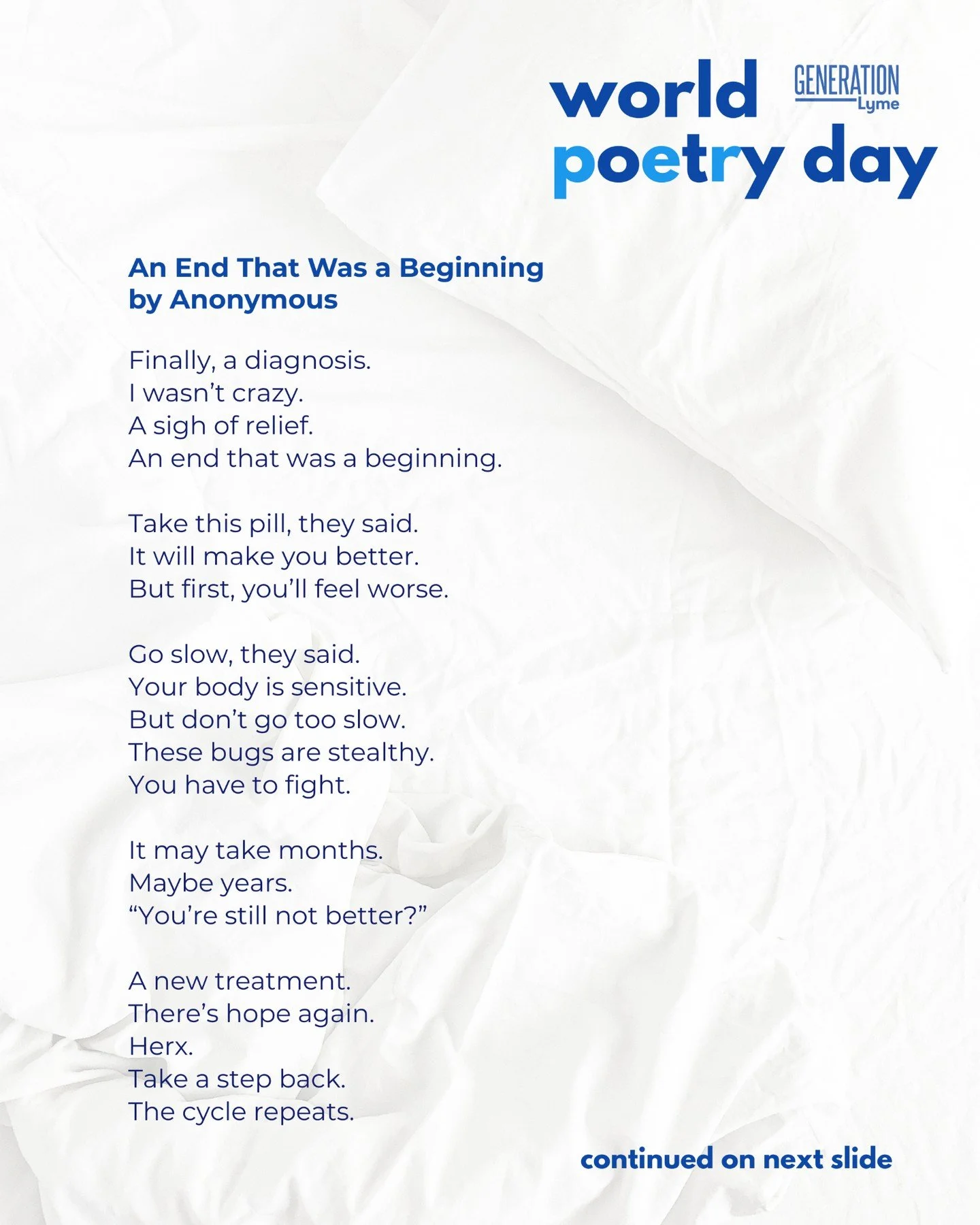 We are wrapping up our World Poetry Week with a poem by Anonymous. Make sure you swipe over to read the full poem!

We had so much fun sharing poems from our community. A huge thank you to our brave poets and everyone who shared the poems in their st