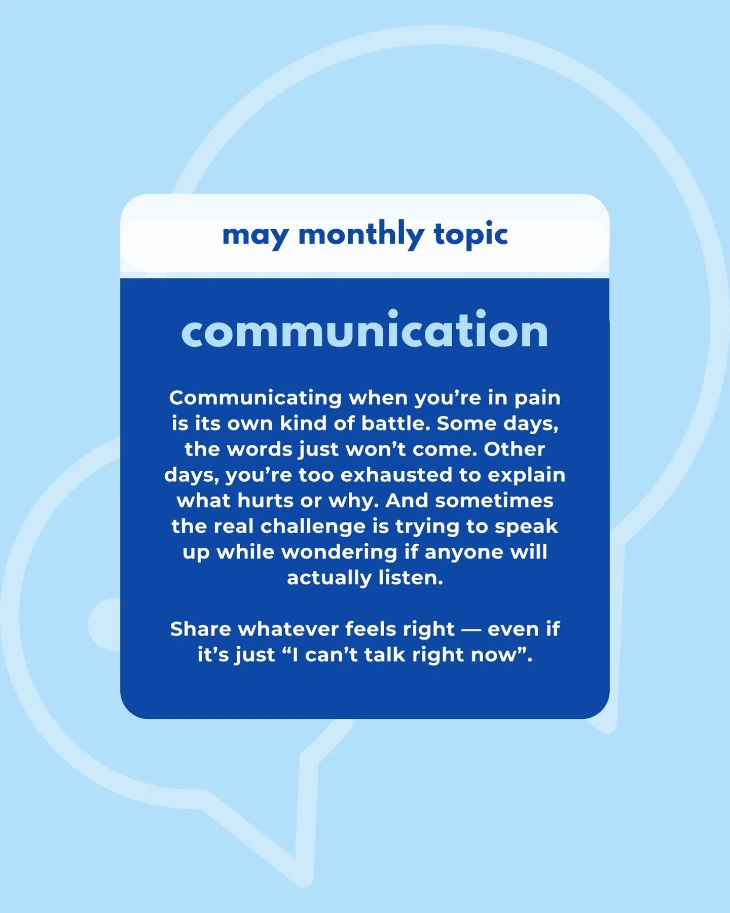May&rsquo;s Meet-Up Topic is Communication &mdash; especially what it looks like when you&rsquo;re living with Lyme and words don&rsquo;t always come easy.

RSVP for our next Meet-Up at the link in our bio.
#lymesupport #lymediseaseawareness