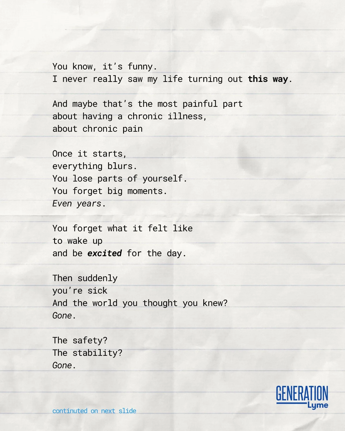 Today's Letter to Lyme is in the form of a poem. 

Drop a comment below if you relate to these beautifully written words by @liv.james