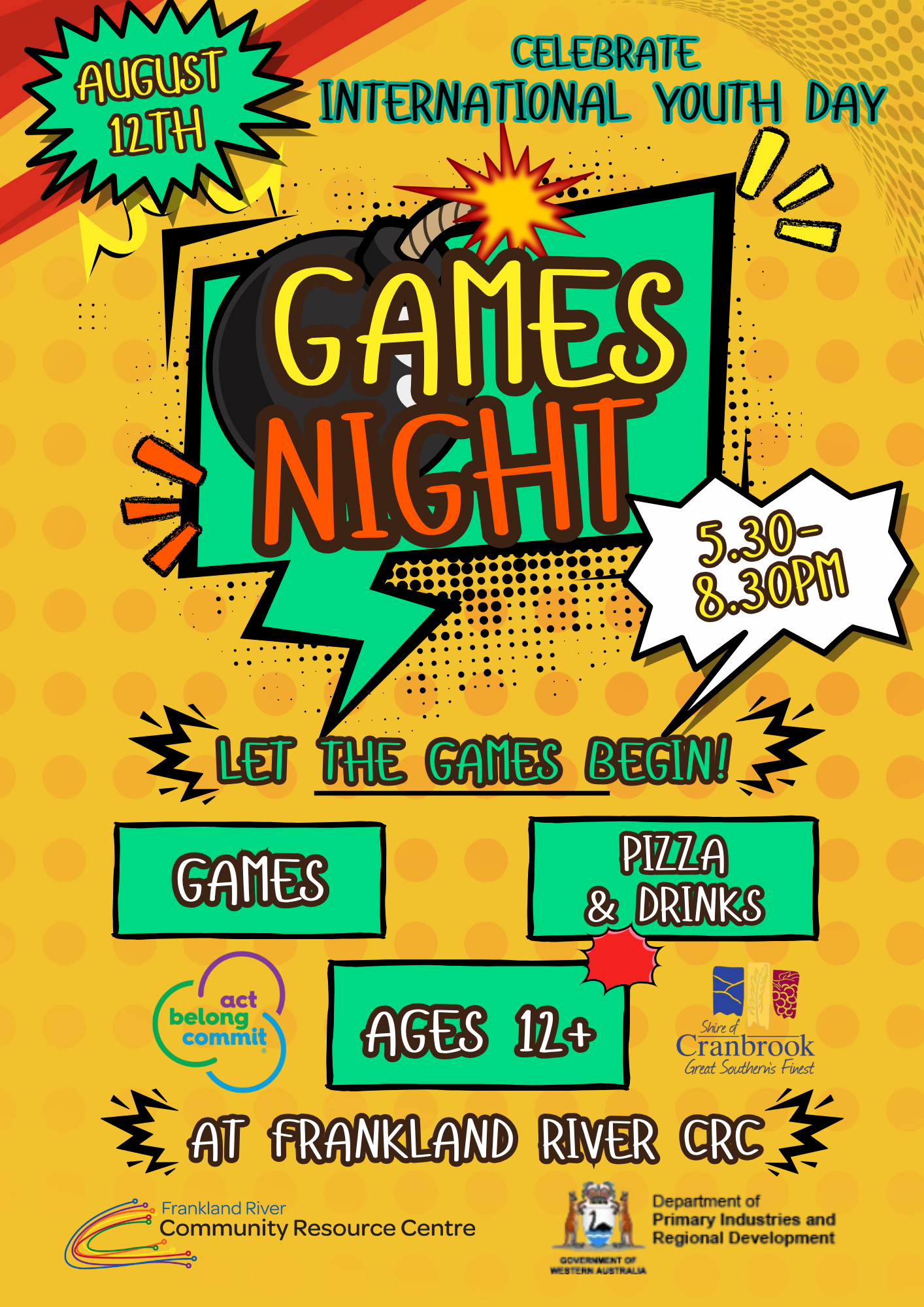 International Youth Day Pizza & Games Night @Frankland River CRC