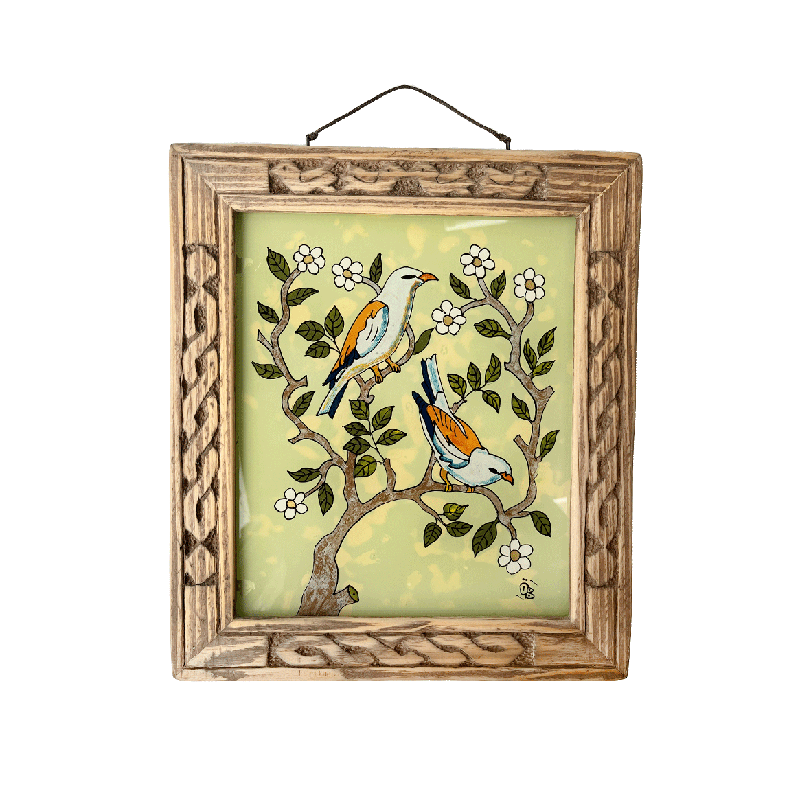 Spring Birds Glass Painting