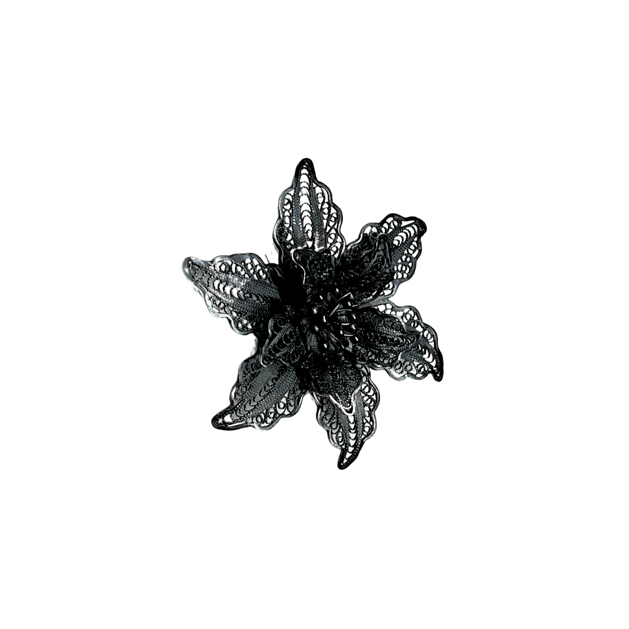Telkari Oxidised Flower Brooch