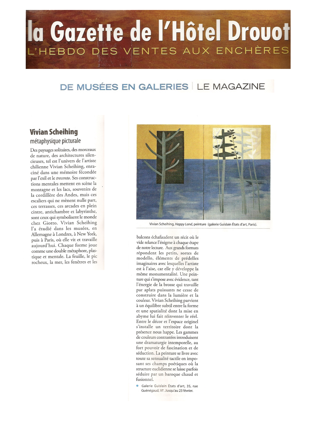 Par Lydia HARAMBOURG, La Gazette de l’Hôtel Drouot n°5, vendredi 8 février 2008, p.172 et 173.