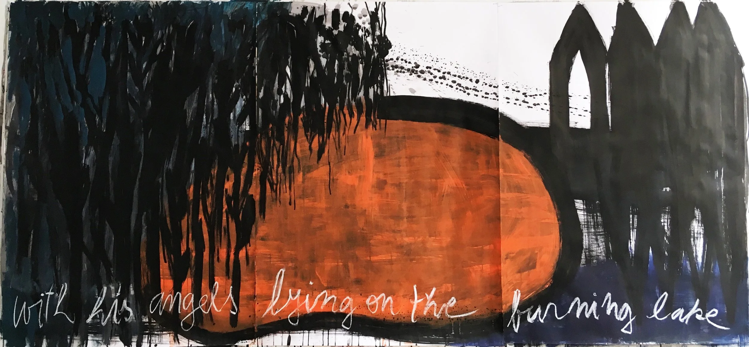 Paradise Lost 6 (series of 9 triptych paintings) - 105 x 225 cm - acrylic, soft pastel, indian ink and charcoal on paper - 2018