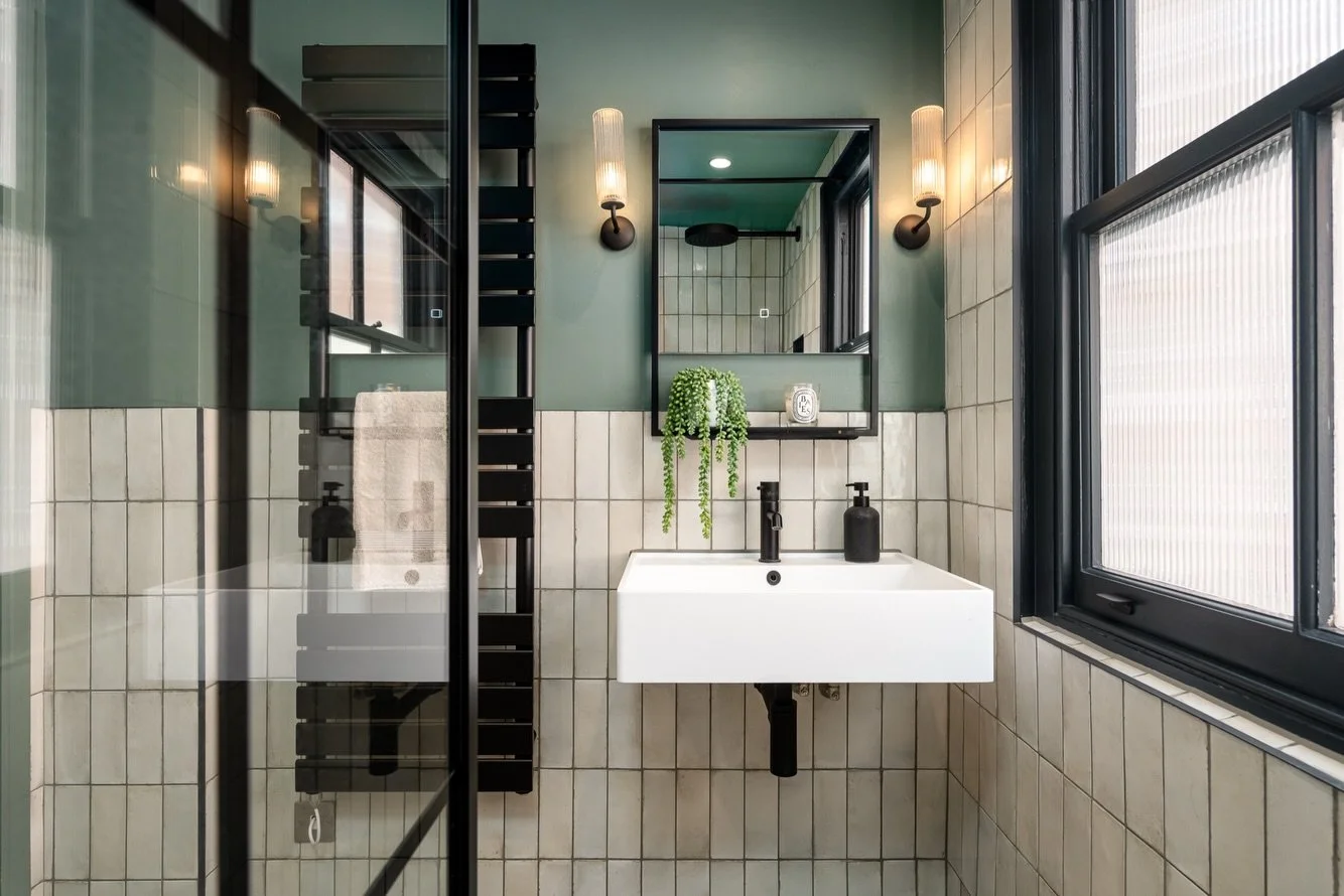 LAYERING TEXTURE IN A BATHROOM 

Tiles aren&rsquo;t just about being a material, it is also about how you place them in a bathroom that makes the difference. 
 In this bathroom design, the goal was to create a space that feels calm, layered, and visu