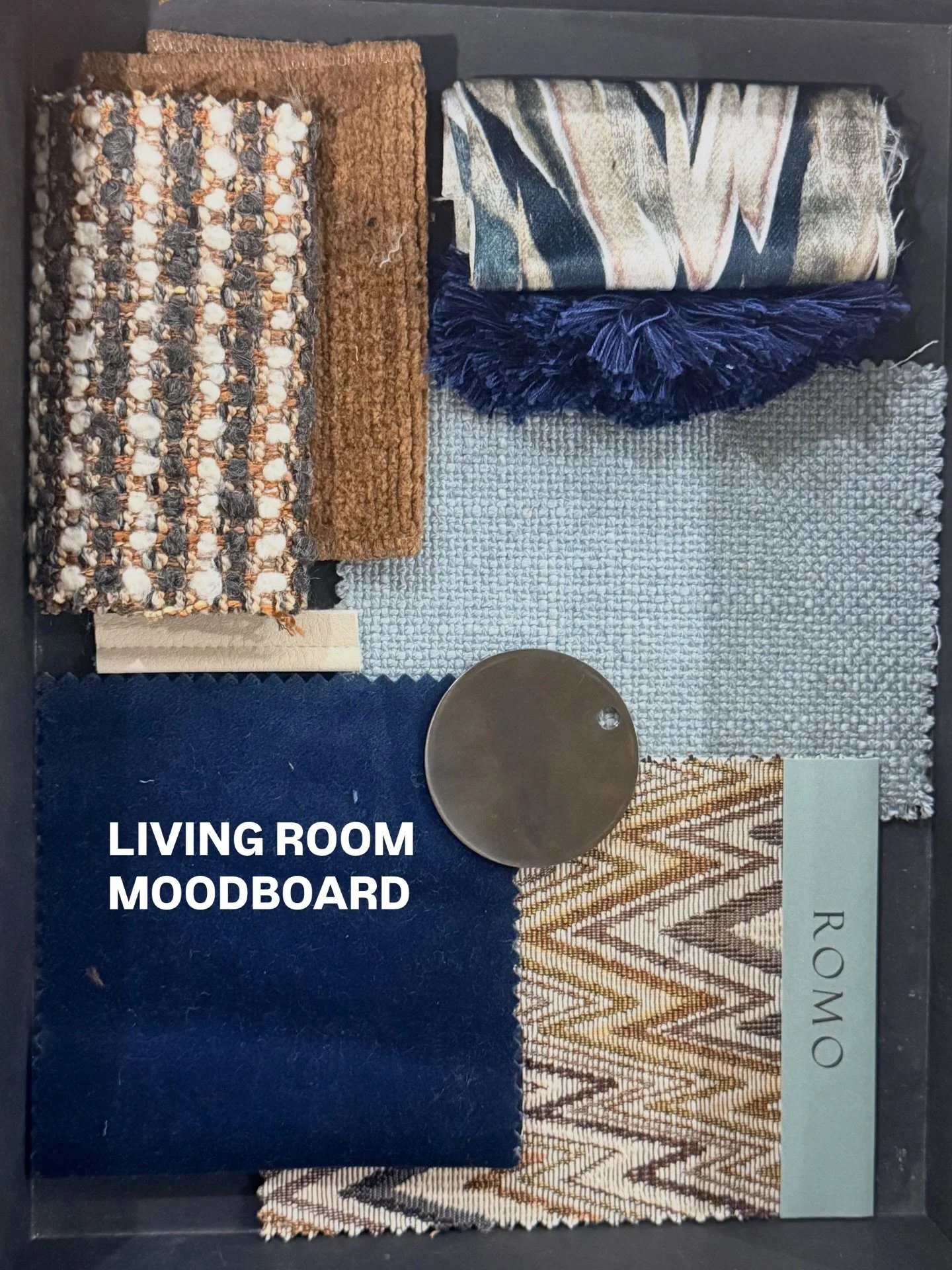 LIVING ROOM MOODBOARD 

Following from my last post, I am posting the created moodboard. 🥰

Fabric selection: 
➤ @Romo_fabrics - Roden Tempest 
➤ @Romo_fabrics - Izara Cajun 
➤ @AnnaHaymandesigns - Makemba Mink 
➤ @Romo_fabrics - Koa Cajun 
➤ KirbyD