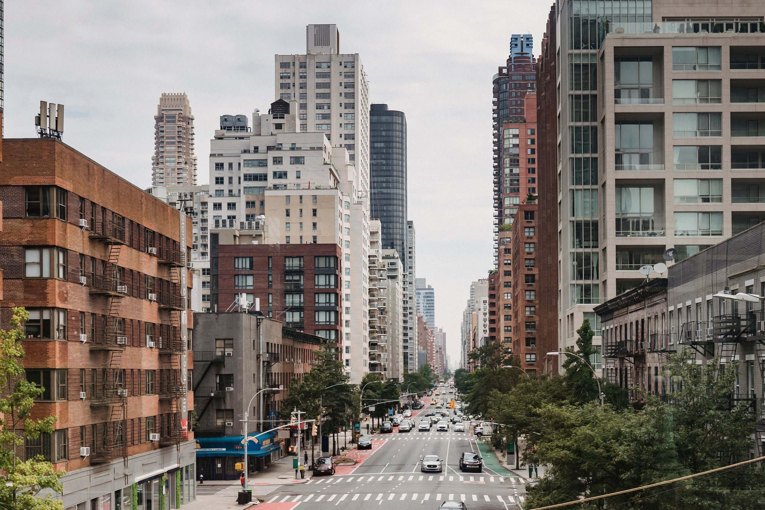 Neighborhood in Queens borough of New York City at street level
