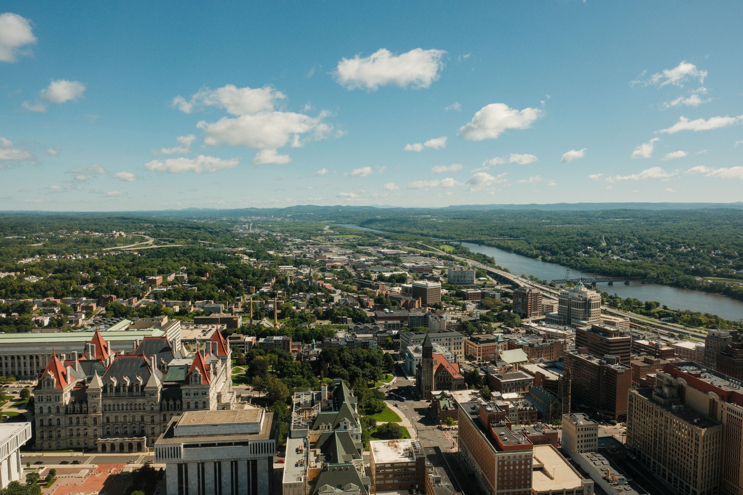 New York State capital of Albany, NY from overhead