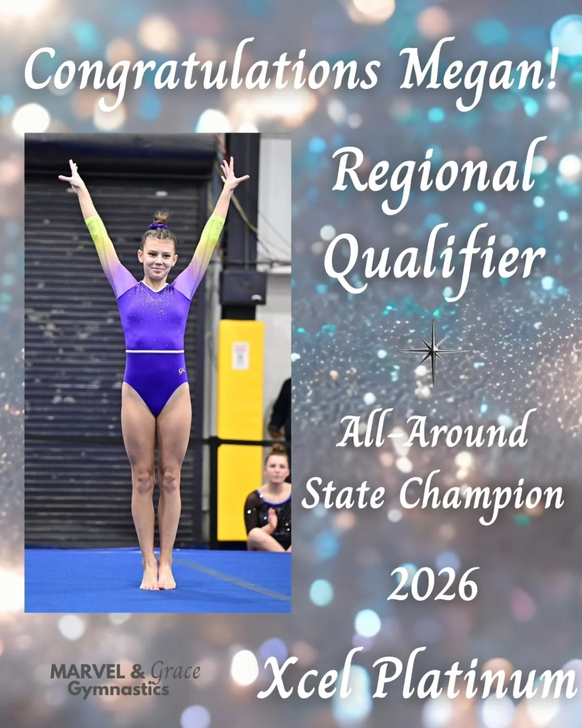 Huge weekend for Megan at the Xcel Platinum State Championship Meet. 🏆🤸&zwj;♀️✨

Megan is the 2026 All Around State Champion, qualified to compete at Regionals, and was named an alternate to the CT Super 8 team. Such an incredible accomplishment an