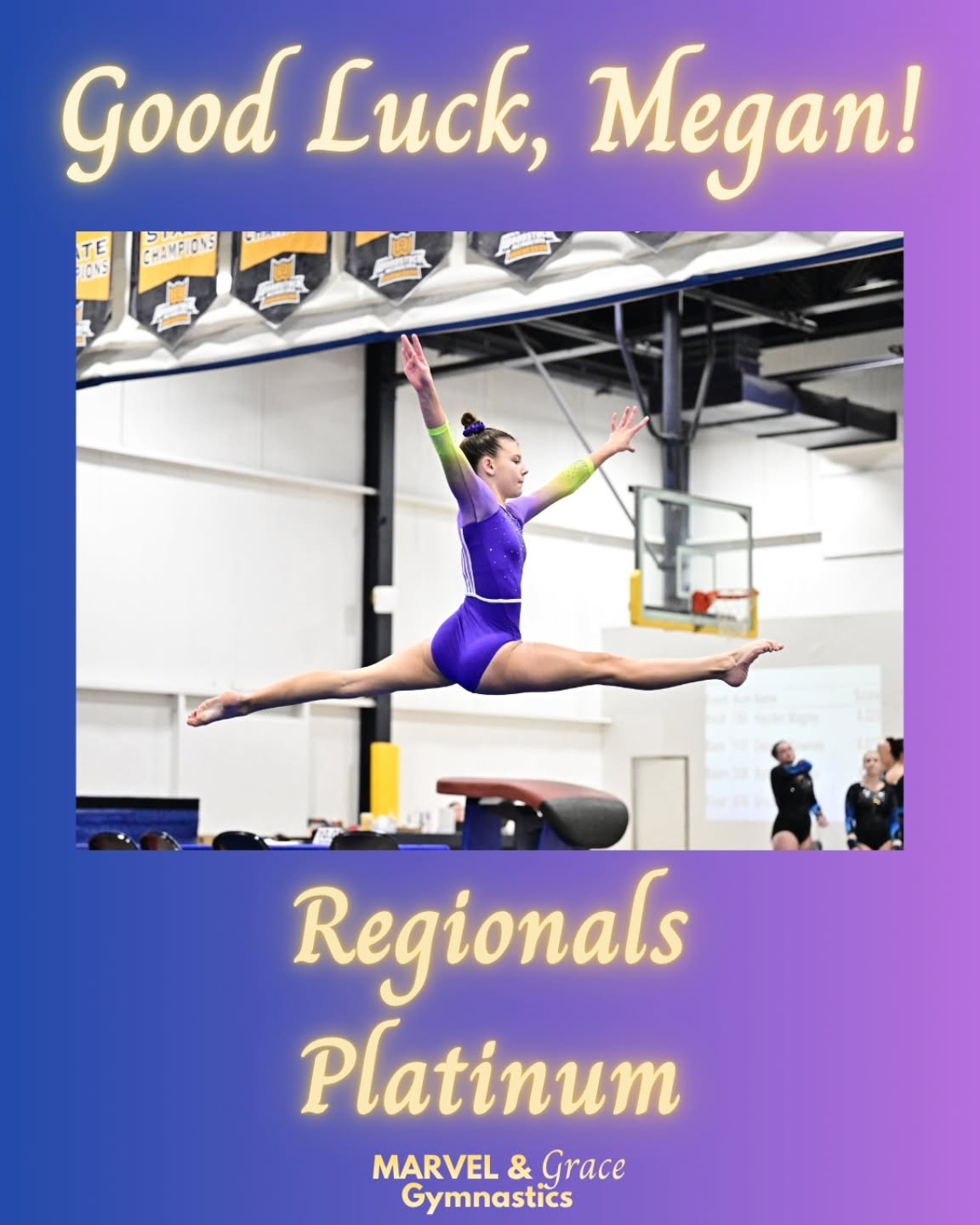 Good luck to Megan as she competes at the Region 6 Xcel Championships today, Saturday, May 16 at 2:30PM. 💙🤸&zwj;♀️✨

This is an exciting accomplishment and an amazing opportunity. We are so proud of all your hard work and can&rsquo;t wait to watch 