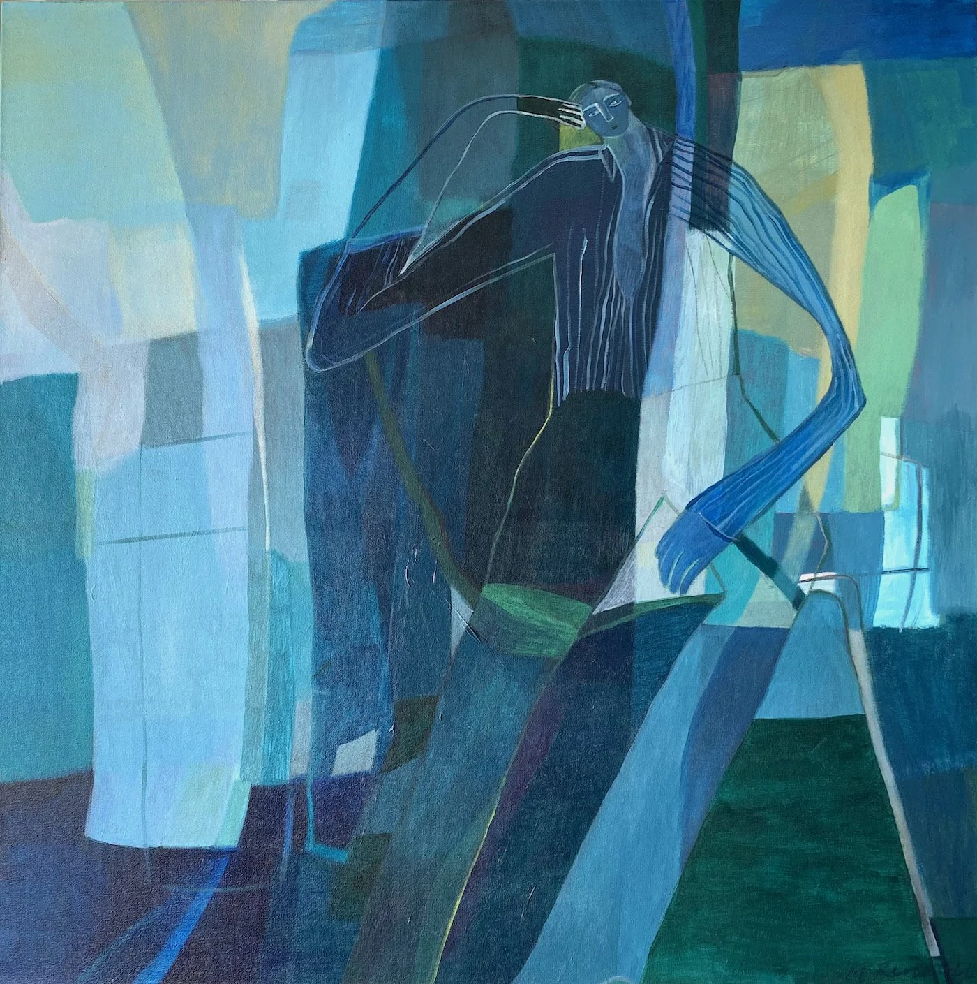 Introspect, 2025, mixed media on stretched canvas, 1000 x 1000. Available at Artist's studio, R28 800