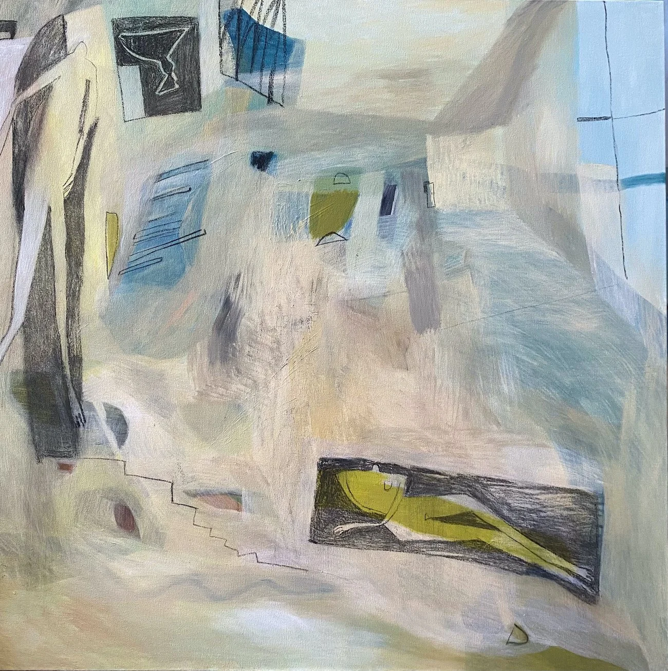 In relation, 2026, mixed media on stretched canvas, 1000 x 1000, available at artist's studio, R28 800