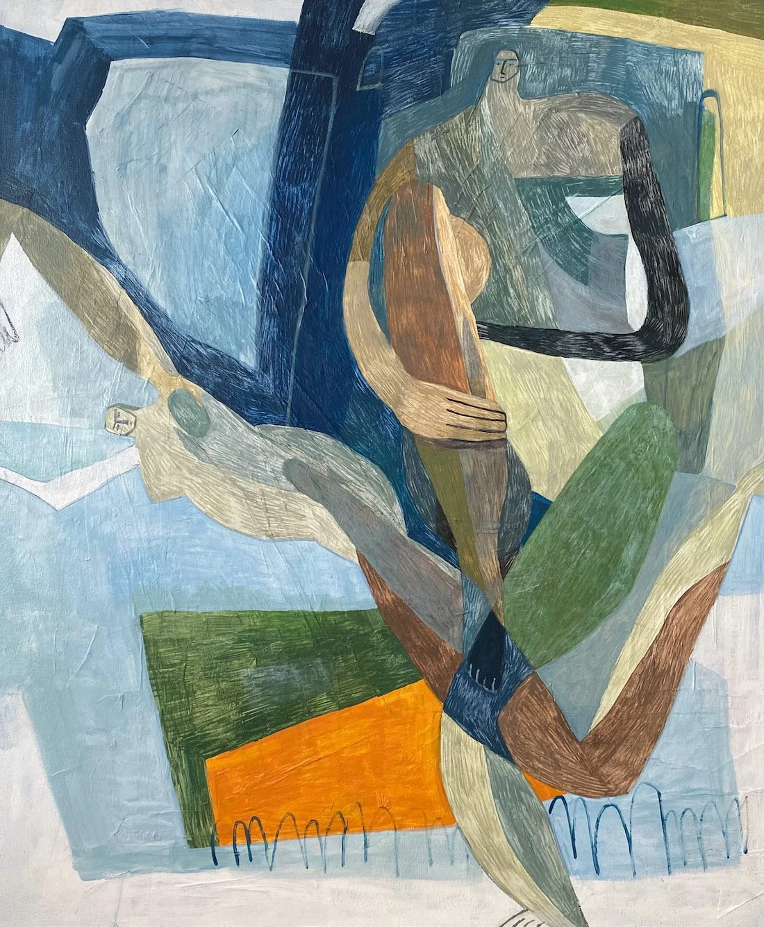 Free falling , 2025, Mixed media on stretched canvas, 1000 x 1200, Available at artist's studio