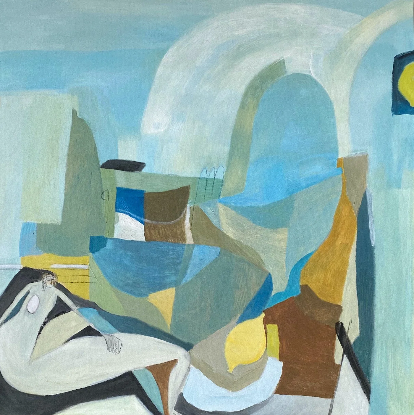 Aqua, 2026, mixed media on stretched canvas, 1000 x 1000, Available at artist's studio, R28 800