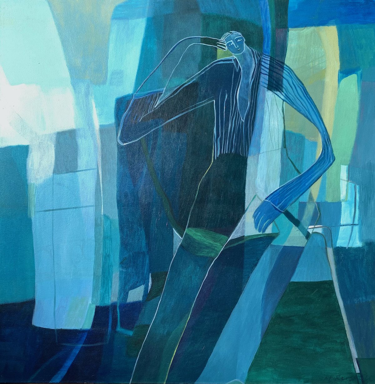 Introspect, 2025, mixed media on stretched canvas, 1000 x 1000. Available at Artist's studio, R28 800
