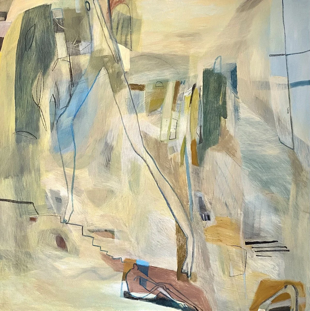 Plan B, 2026, mixed media on stretched canvas, 1000 x 1000, available at artist's studio,
R28 800