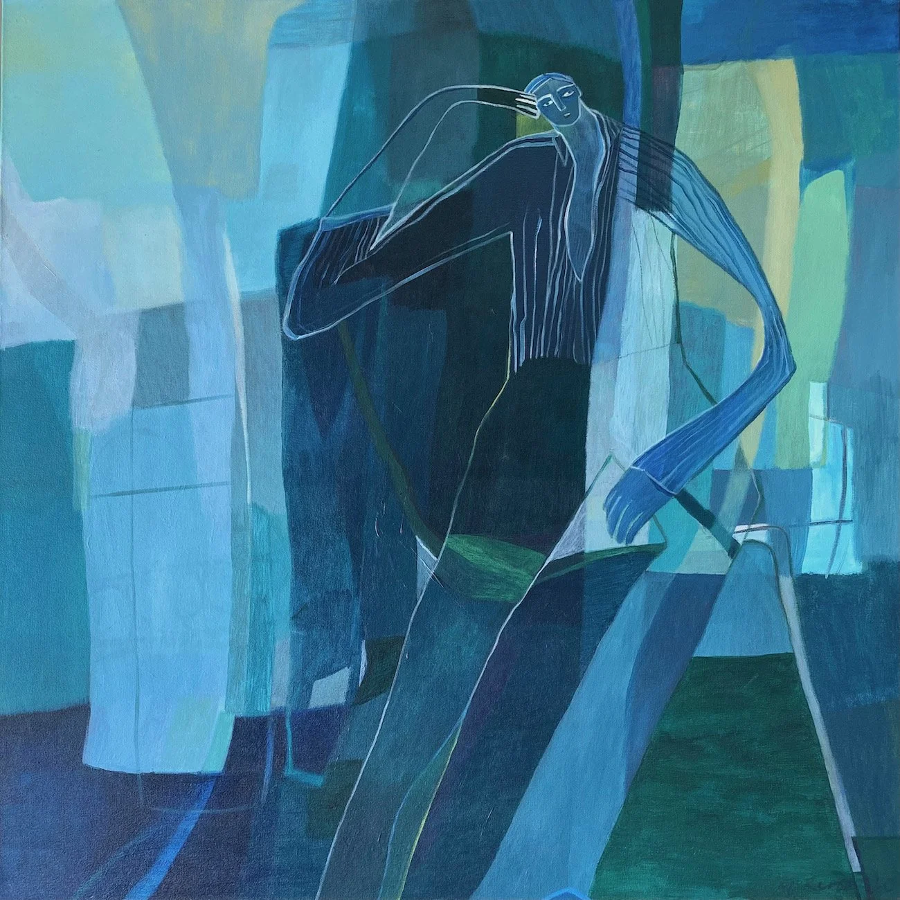 Introspect, 2025, mixed media on stretched canvas, 1000 x 1000. Available at Artist's studio, R28 800