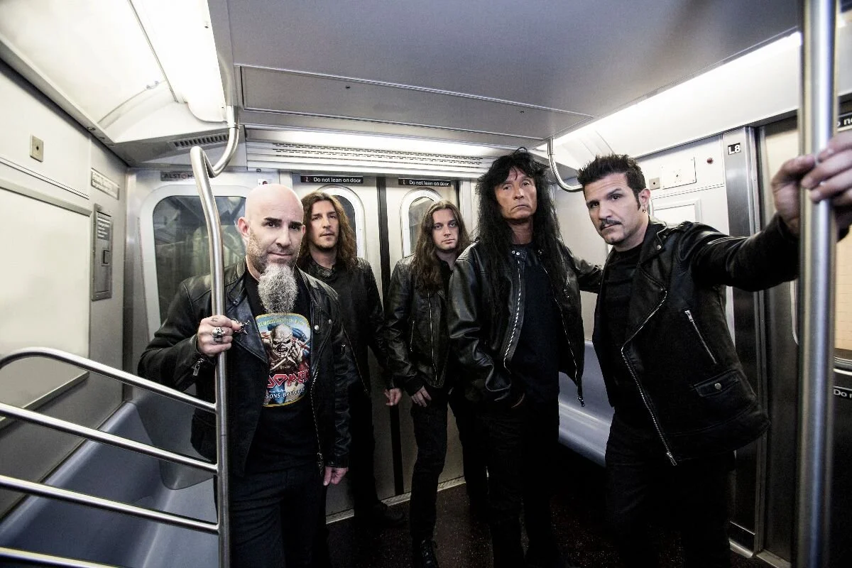 ANTHRAX L-R: Scott Ian, Frank Bello, Jonathan Donais, Joey Belladonna, Charlie Benante Photo credit: Jimmy Hubbard