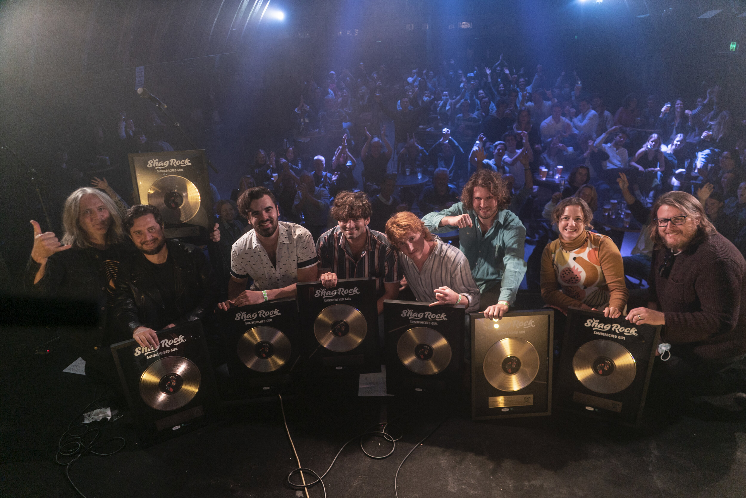 From left: Ian Haug (Airlock Records, Powderfinger, the church), Yanto Browning (Producer), Shag Rock: Max Beech, Nick Cavdarski, Jacob Reed, Alex Wilson, Viv Mellish (GYROstream), Andy Irvine (GYROstream). Photo: Sam Charlton"Purveyors in fine indie-rock with a distinct groove-filled bite, keeping things laid back and relaxed as they unite happy-go-lucky guitar strums with earworming vocal hooks."&nbsp; -&nbsp;Pilerats  "The type of rock that has your head spinning by the end as you come down from the invigorating highs." - Declan Byrne, triple j