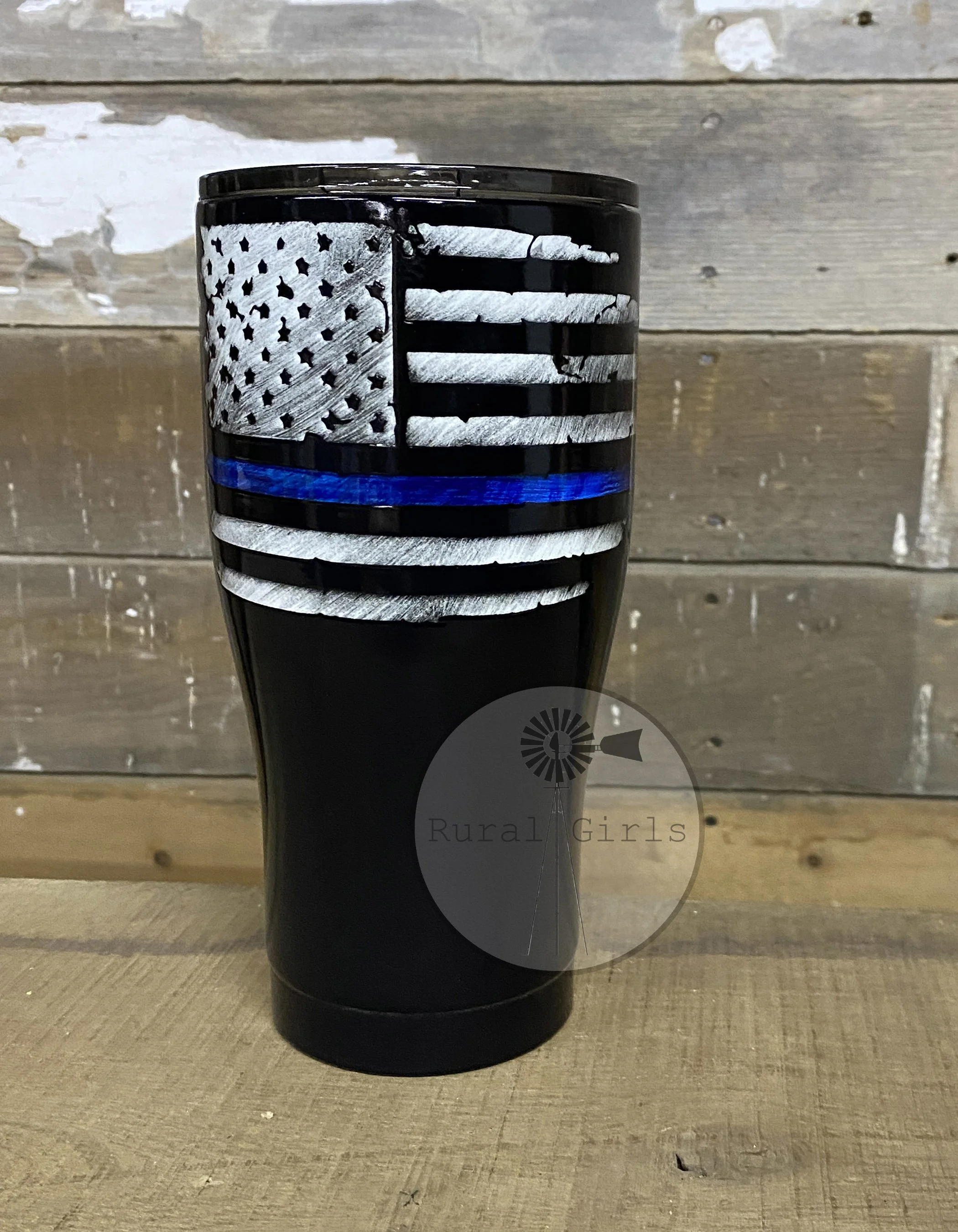 30oz Distressed Police Flag