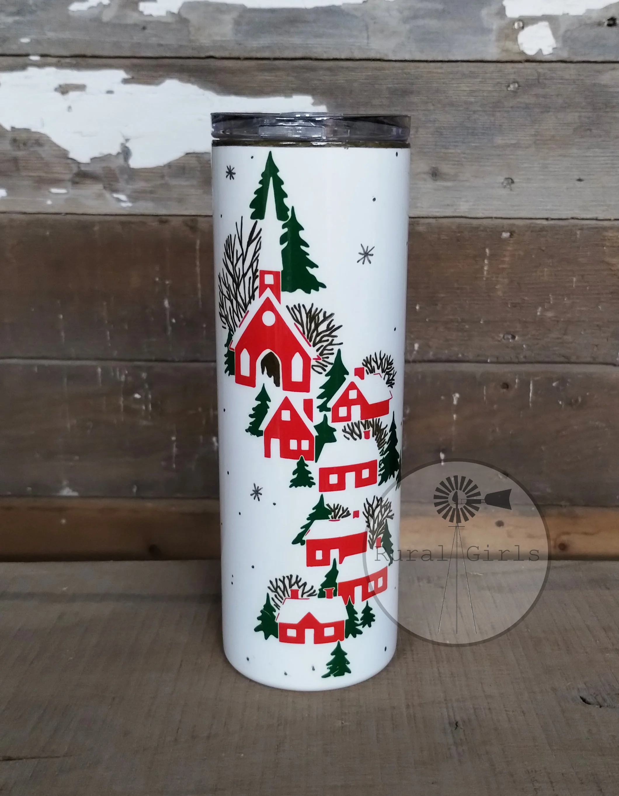 20oz Skinny - Vintage Christmas Village