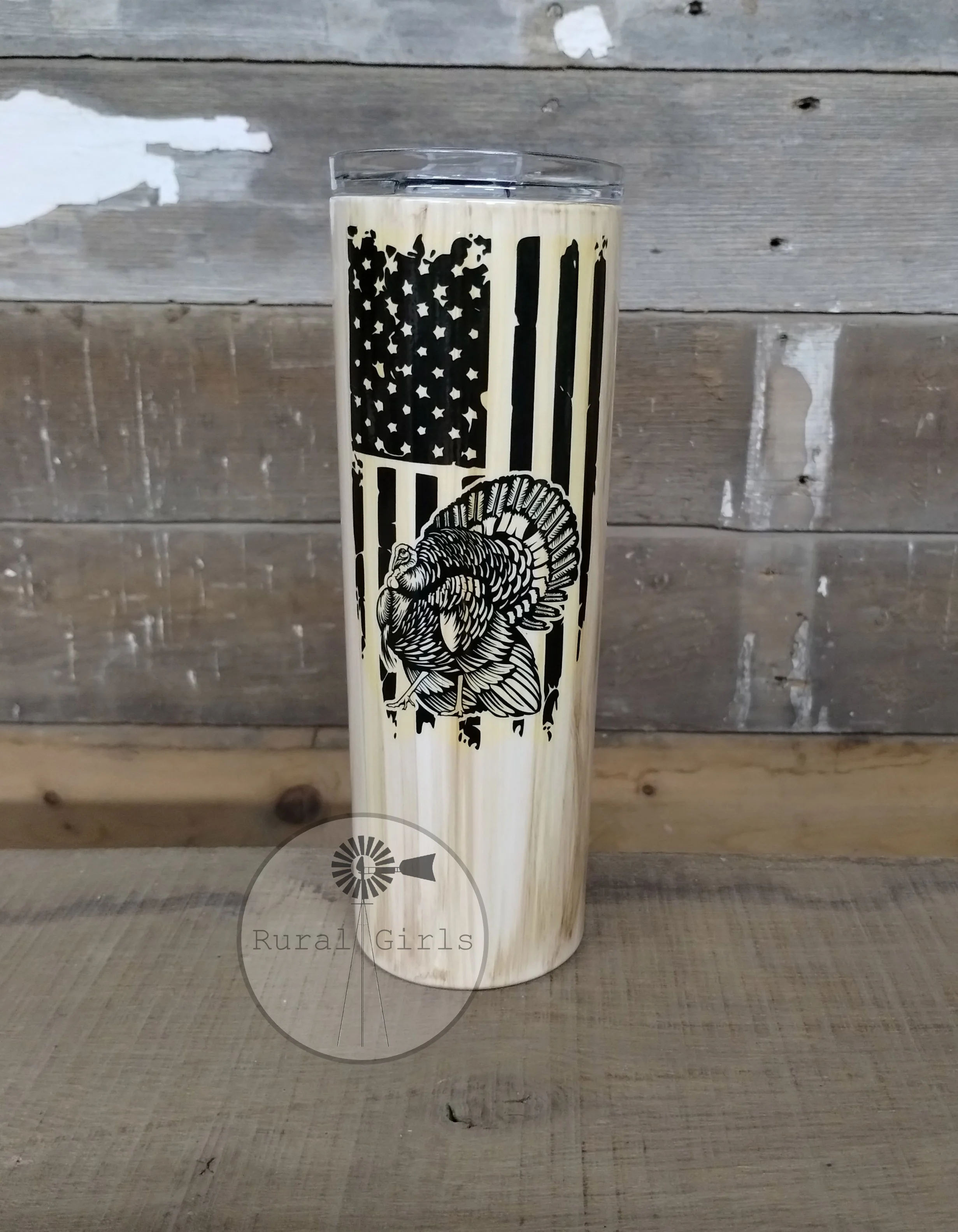 20oz Skinny - American Flag w/Turkey