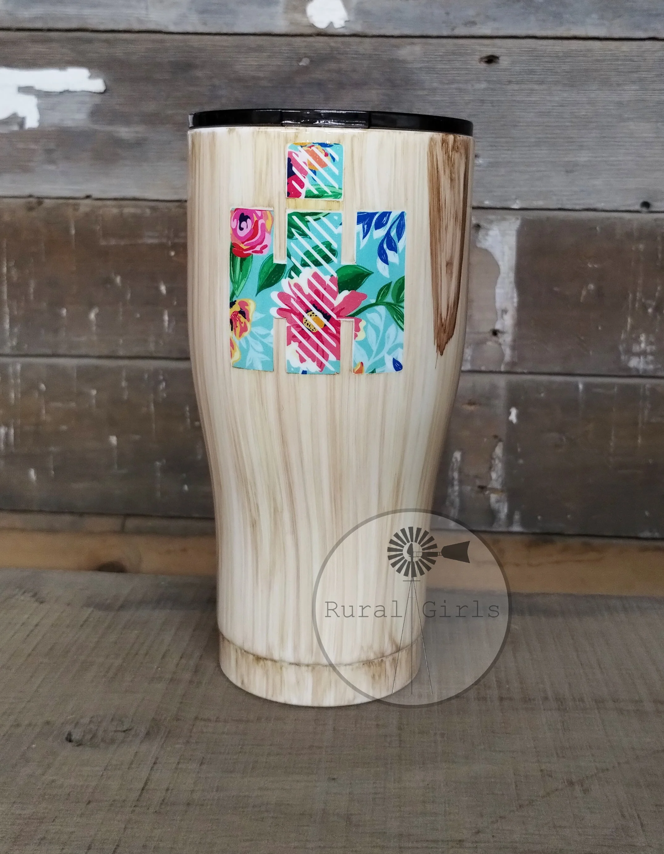 IH Floral with Woodgrain background