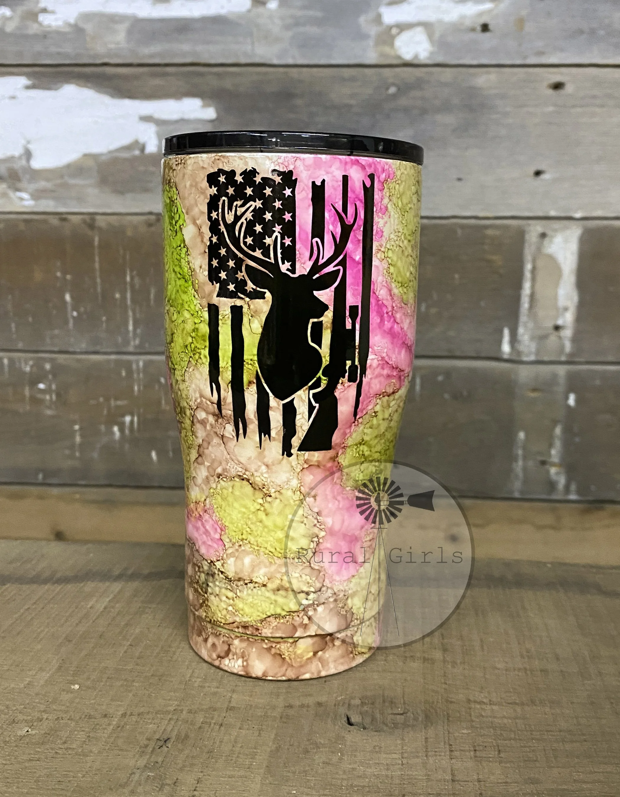 20oz American Flag w/Deer and Girly Camo