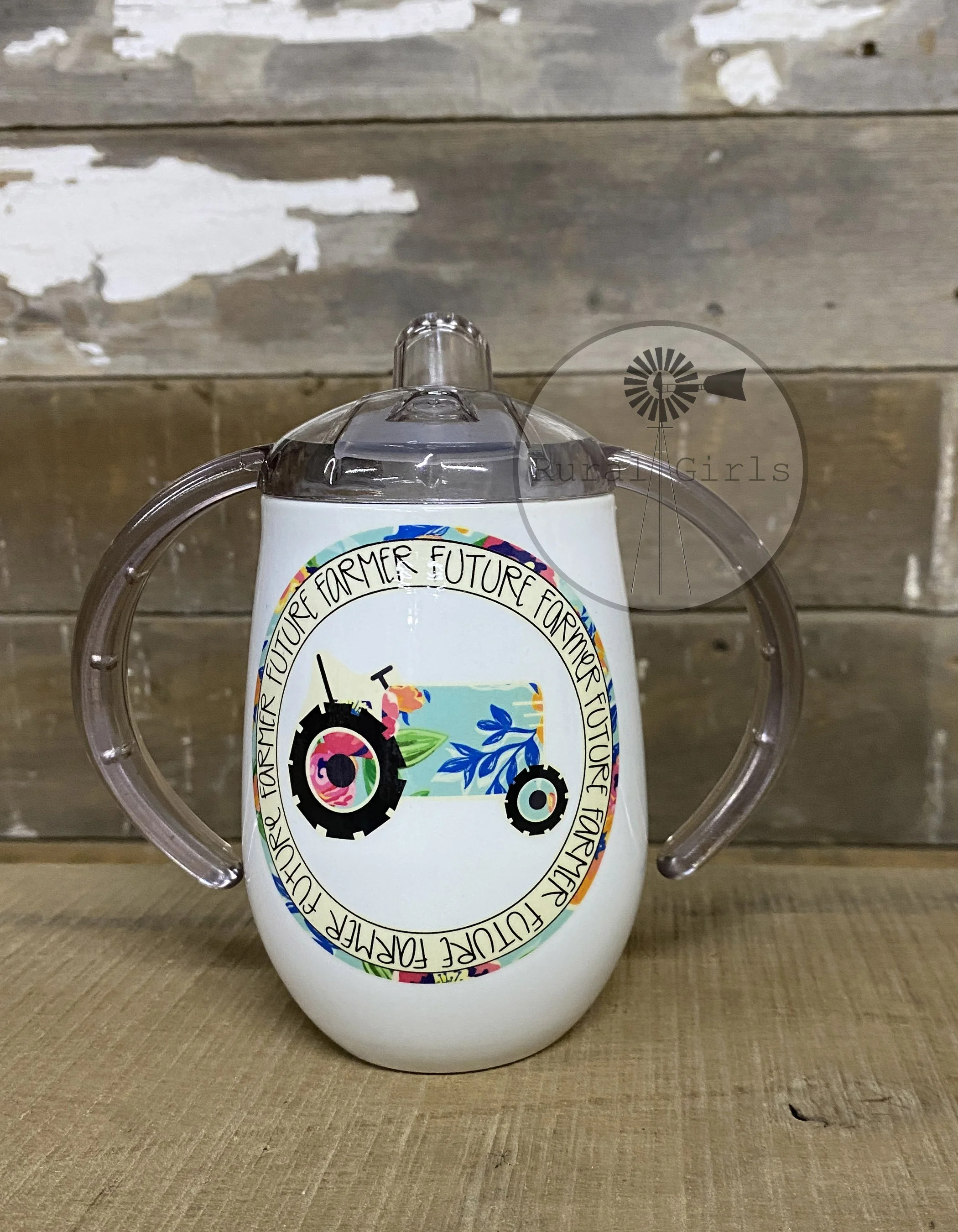 8oz Sippy - Floral Tractor "Future Farmer"