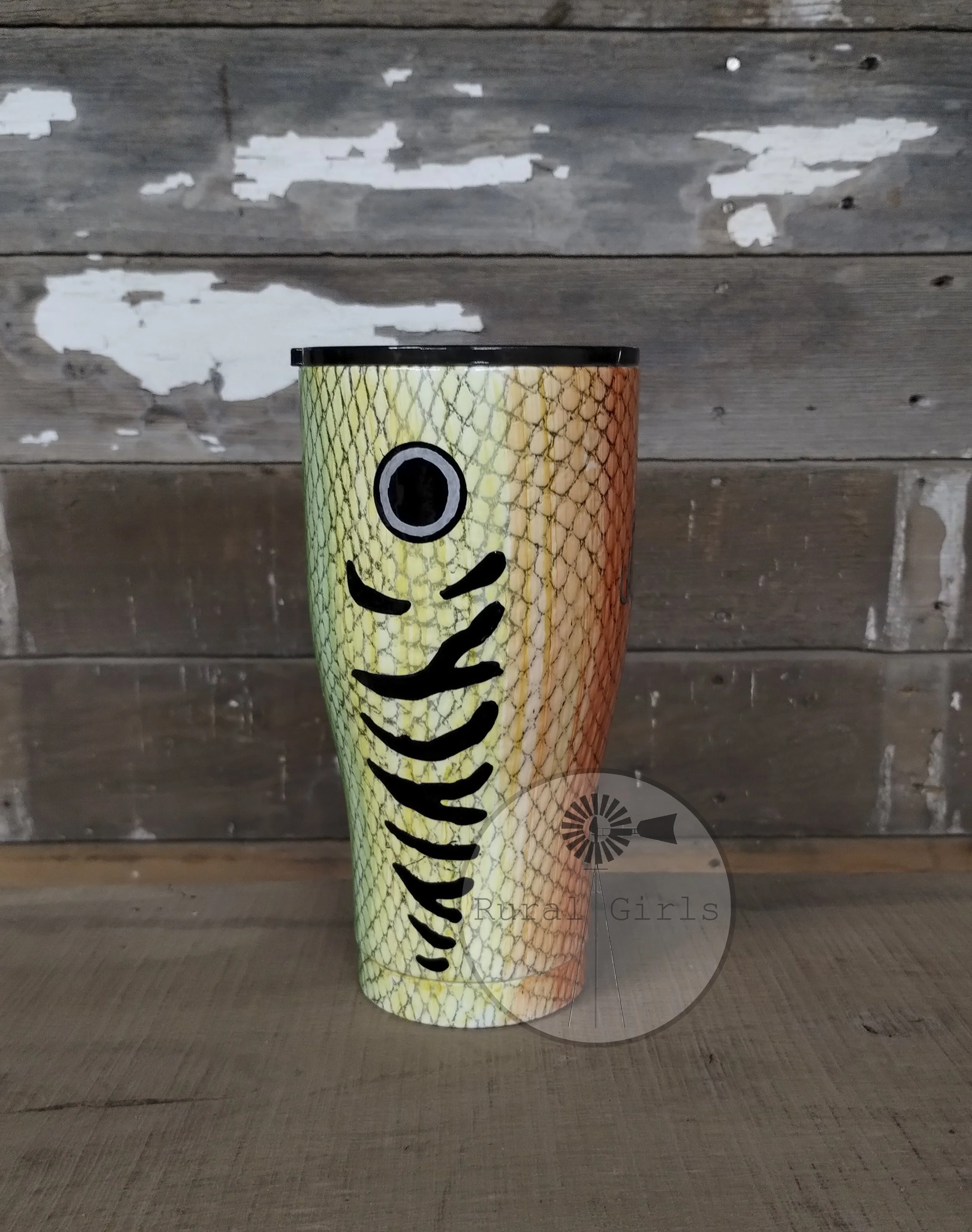 30oz Curved - Fish Lure in Greens, Yellows and Oranges