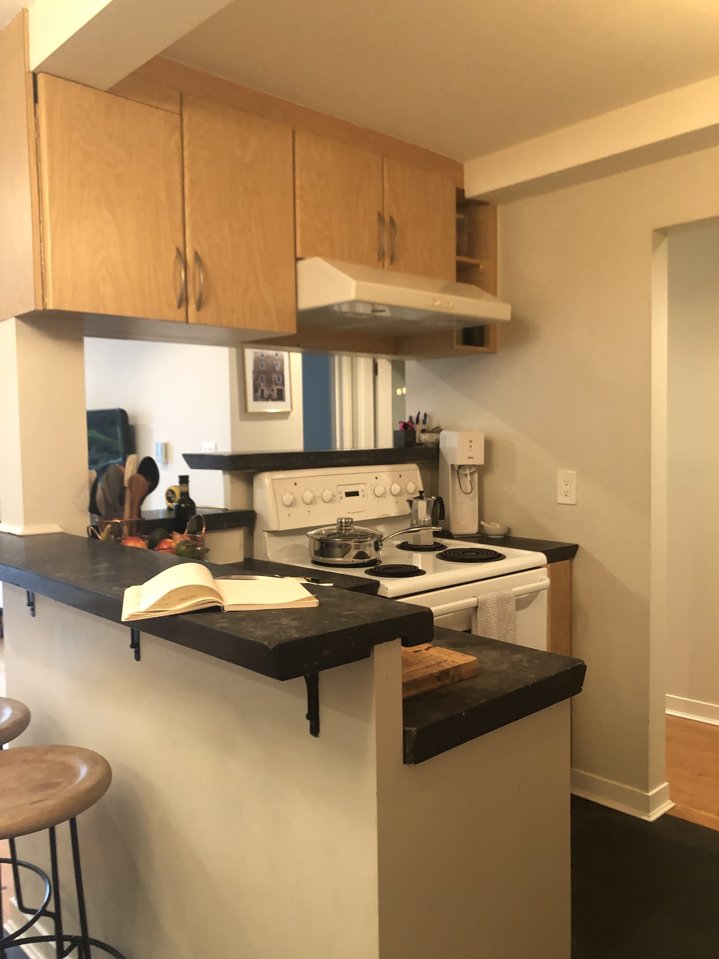 A one-bedroom condo kitchen renovation in Vancouver, BC, transformed the space with brighter finishes, modern updates, and an integrated home workstation. The redesign maximizes light and functionality, creating a fresh, efficient hub for urban livin