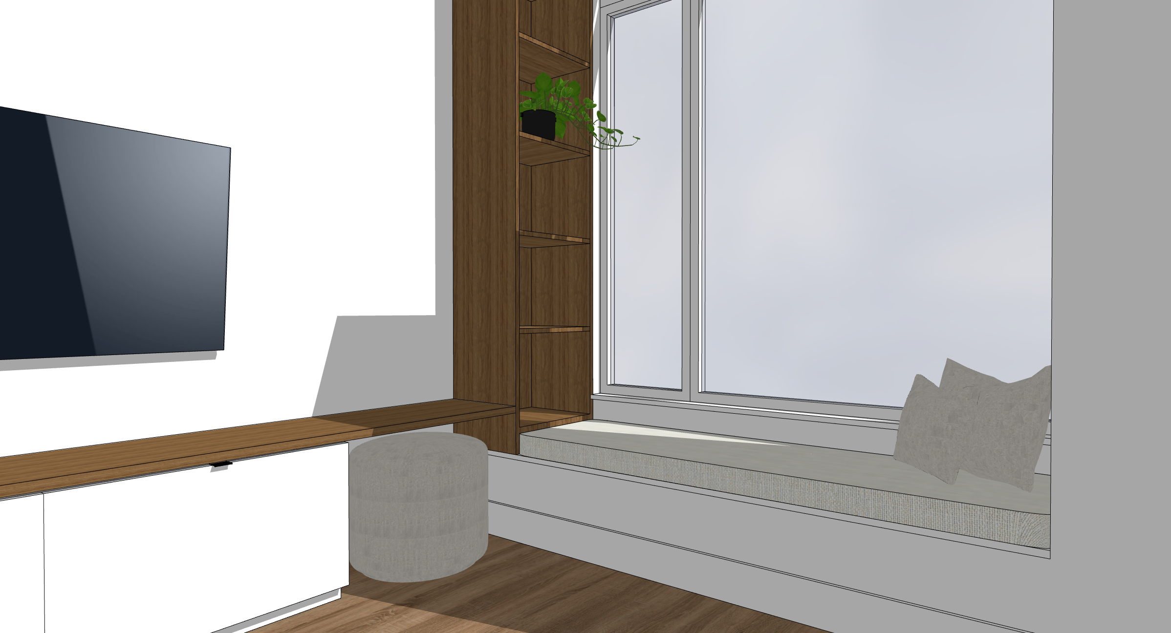 North Vancouver custom millwork by HART HOUS - built-in feature wall millwork designed to make a previously unfinished wall feel finished, functional, and beautiful in a small space.