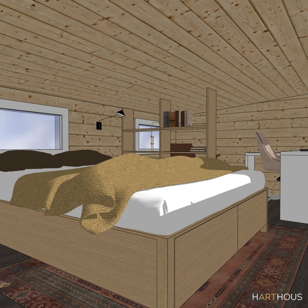 This Squamish Tiny Home project has been a fun one to dig into - I'm all about small-space design and this project brought a fresh puzzle for me to solve!

The sneak peek at the loft design shows the route we&rsquo;re taking. 
The client's wish list?