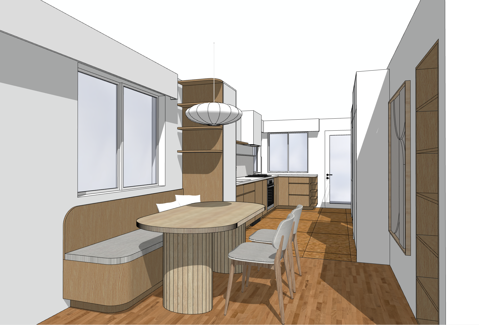 Kitchen & bath design by HART HOUS, infusing Japandi and Mid-Century influences into the homes original character.