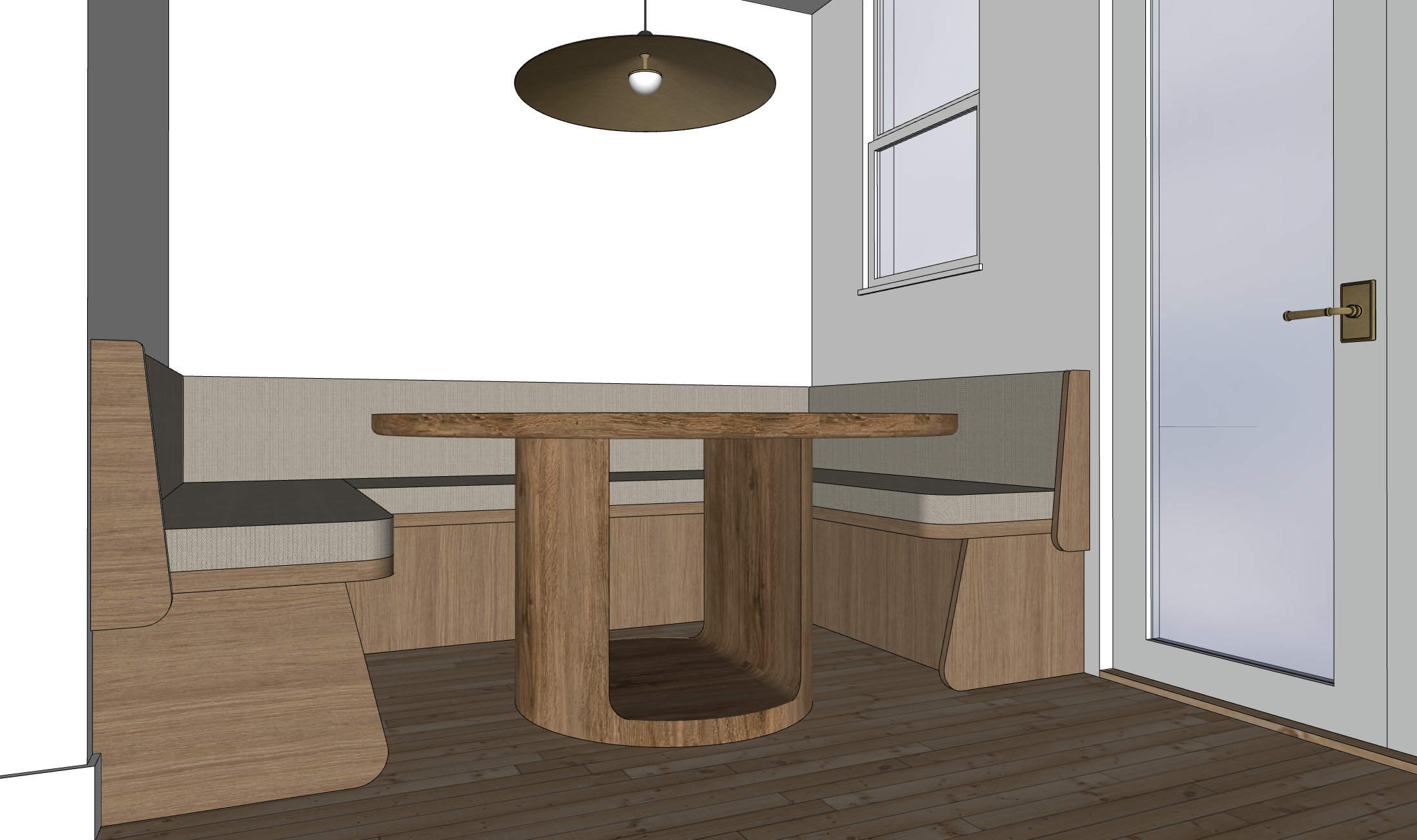 Kitchen design and custom dining room banquette by HART HOUS in Vancouver BC.