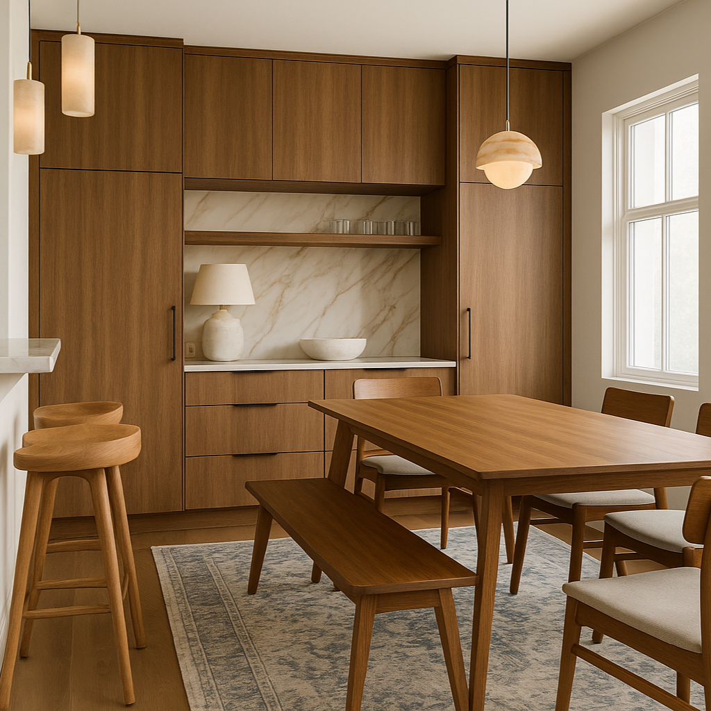 Custom millwork dining room in South Vancouver condo — space-maximizing built-in design by HART HOUS