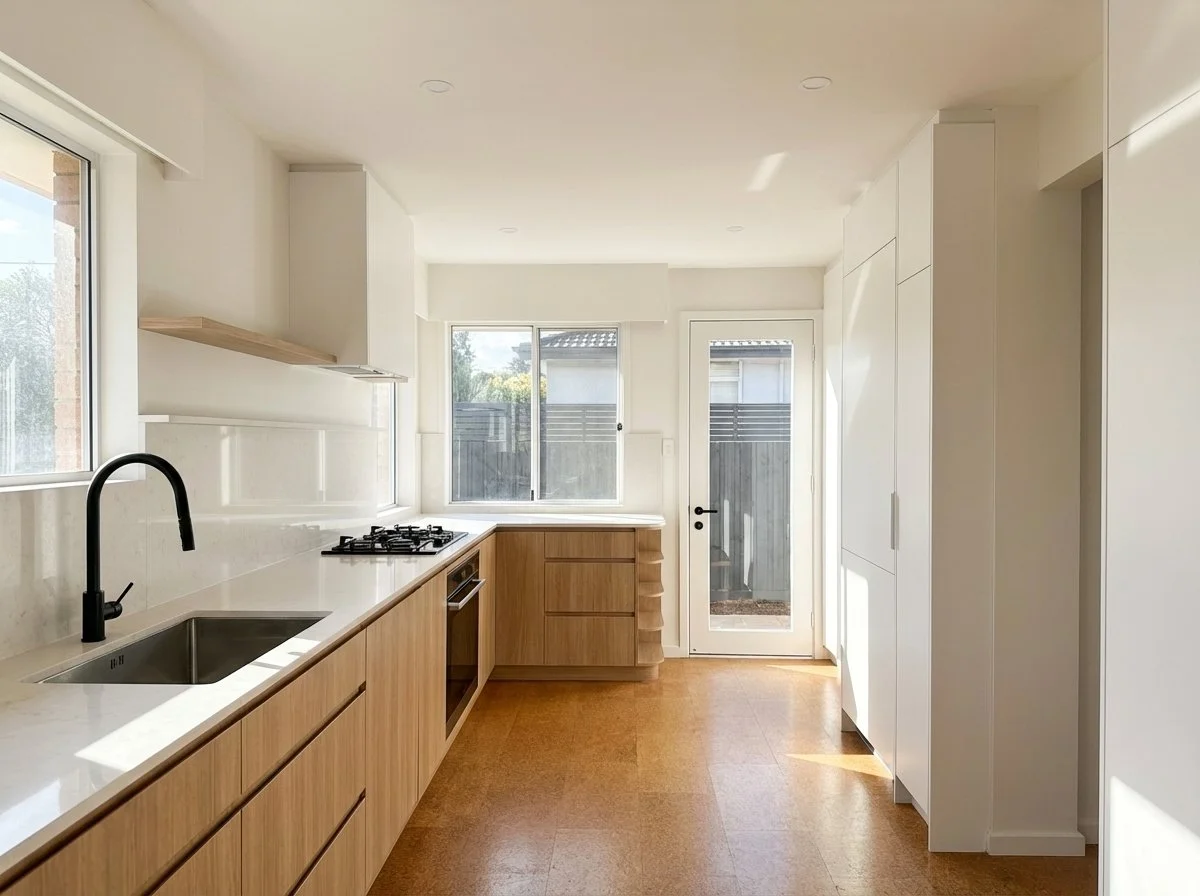 Kitchen & bath design by HART HOUS, infusing Japandi and Mid-Century influences into the homes original character.