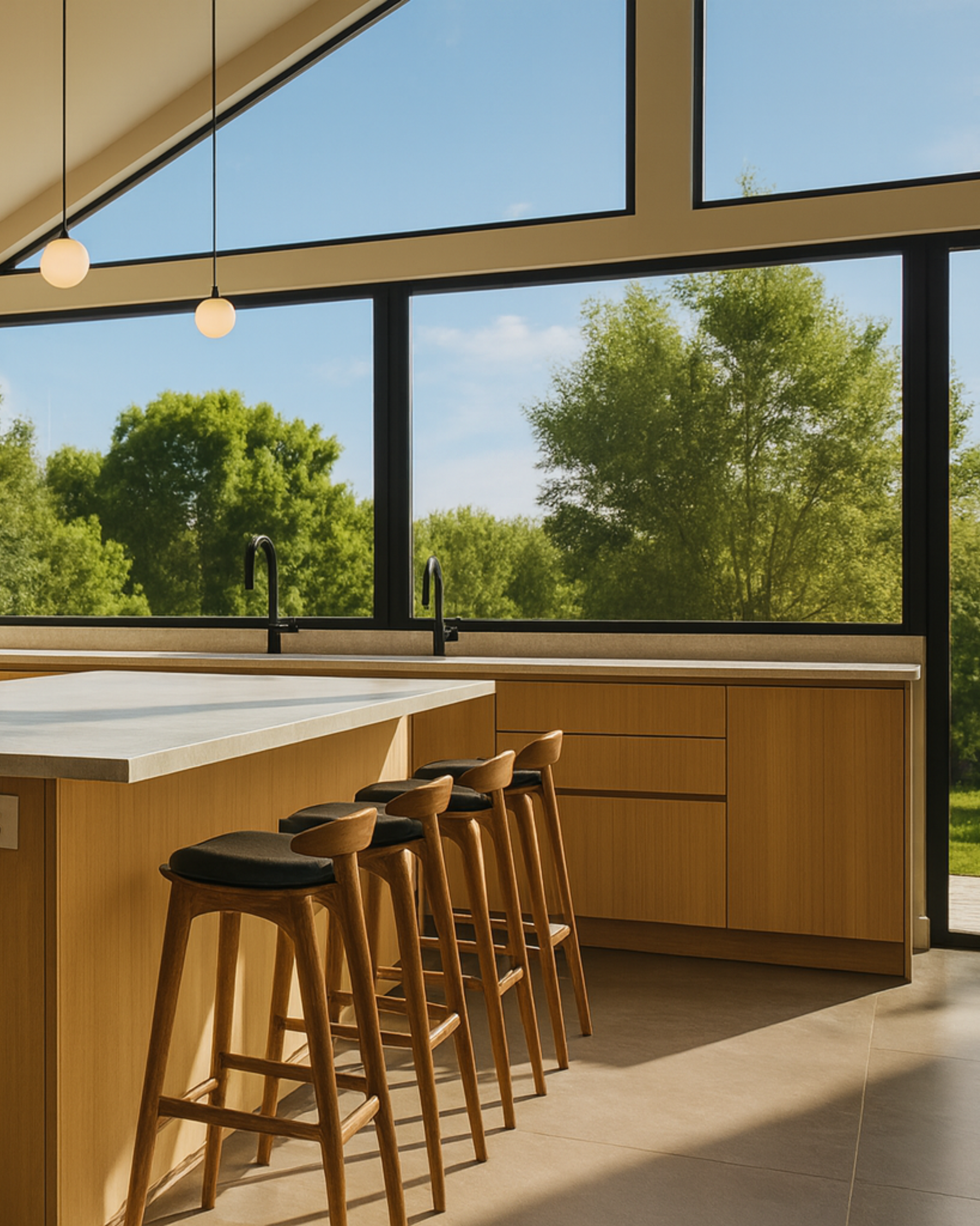 In Victoria BC, HART HOUS added a mid-century modern wing to seamlessly blend old and new.  Featuring a vaulted ceiling, open concept living areas, and expansive windows, this renovation invites seamless indoor/outdoor living.