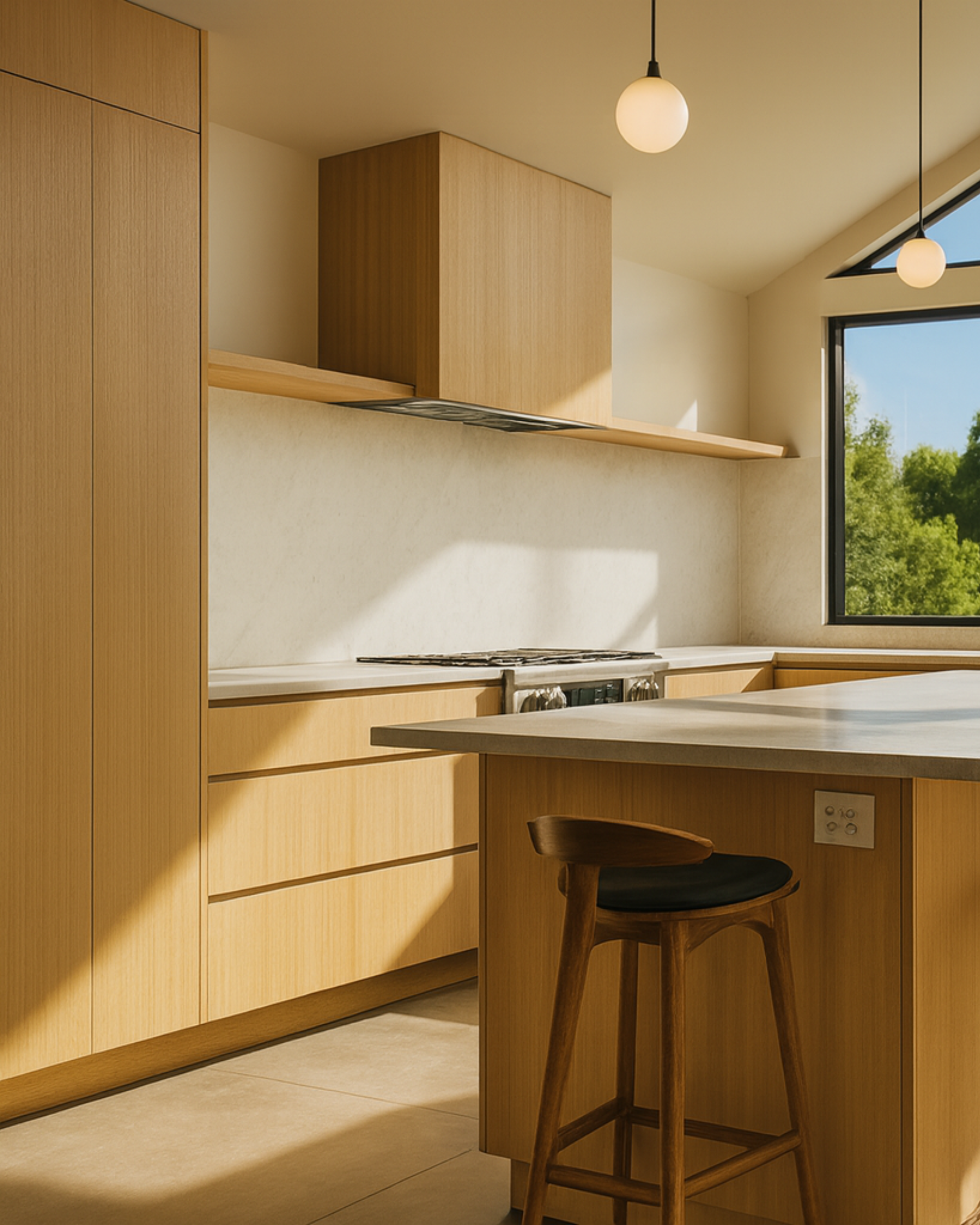 In Victoria BC, HART HOUS added a mid-century modern wing to seamlessly blend old and new.  Featuring a vaulted ceiling, open concept living areas, and expansive windows, this renovation invites seamless indoor/outdoor living.