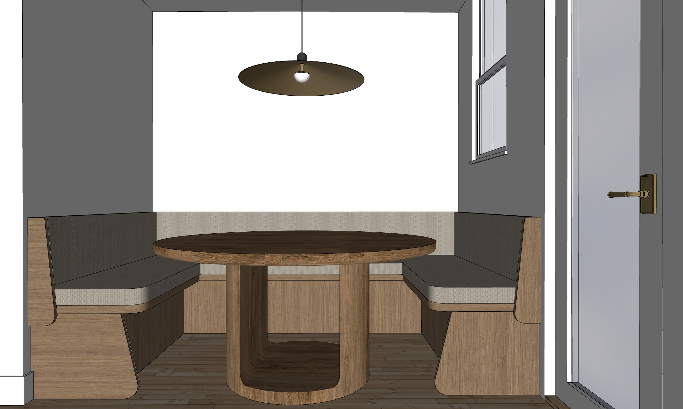 Kitchen design and custom dining room banquette by HART HOUS in Vancouver BC.