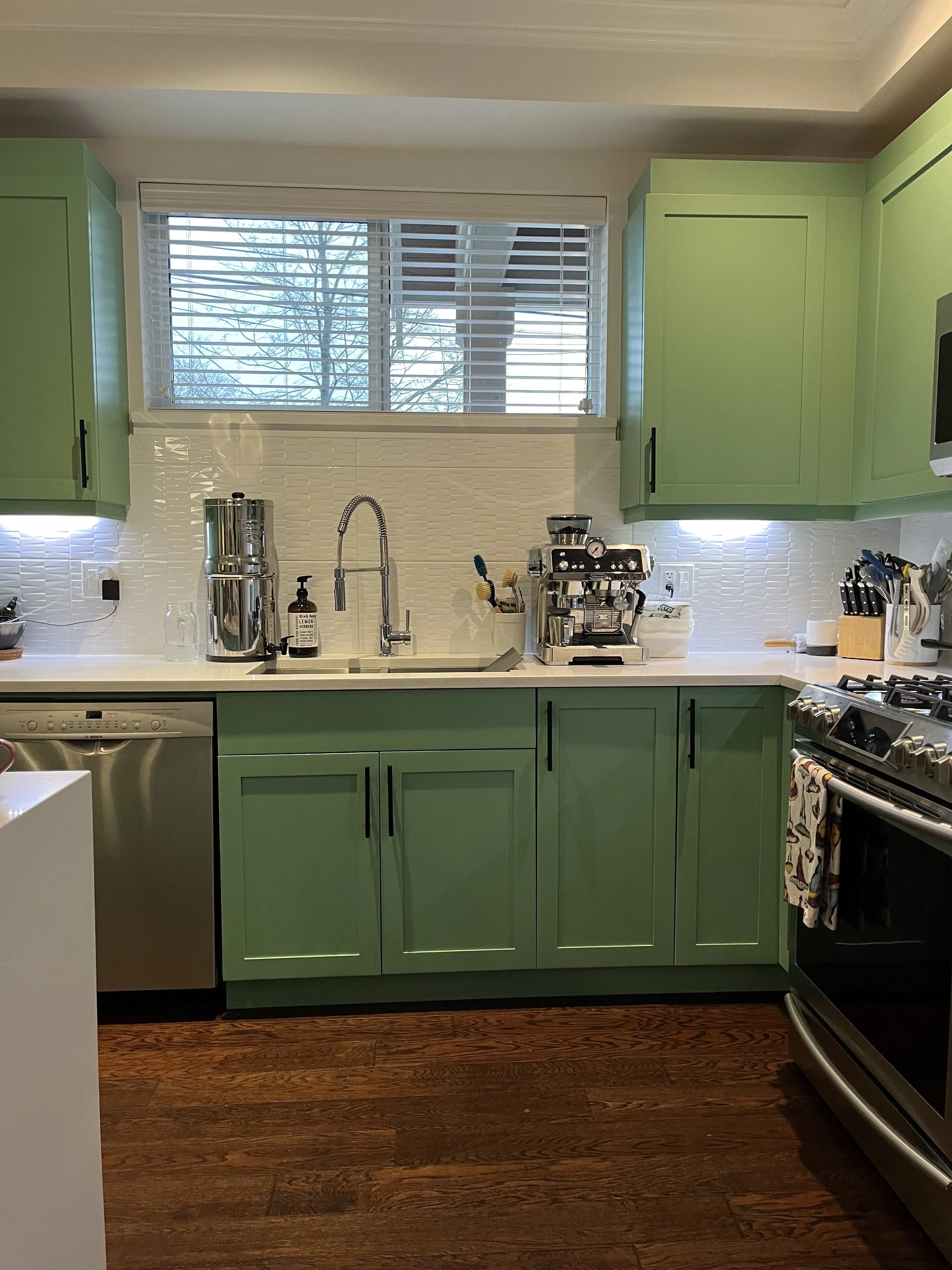 This East Vancouver kitchen renovation bursts with color and personality, designed for clients who embrace fun in every detail.  From bold cabinetry to playful accents, the space combines vibrant design with functionality, capturing the unique spirit