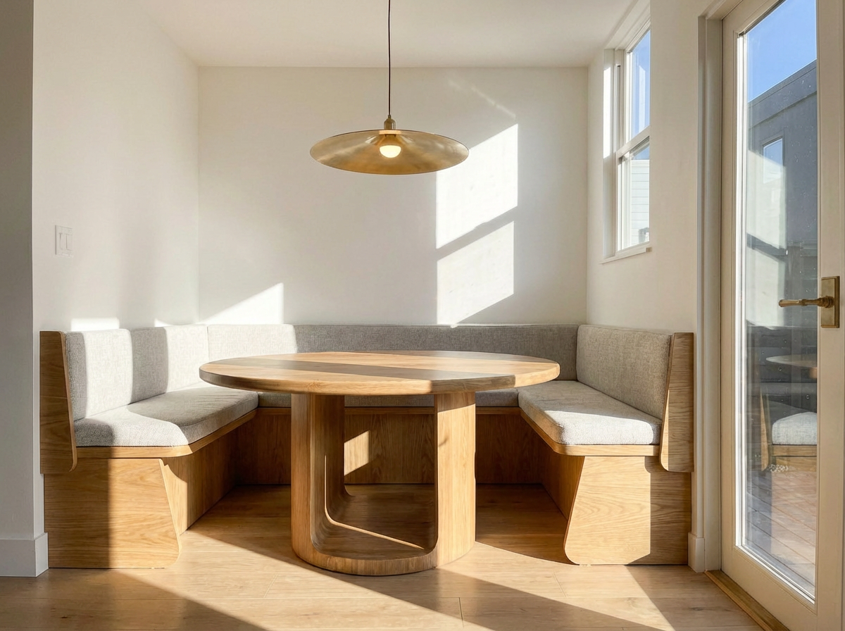 Kitchen design and custom dining room banquette by HART HOUS in Vancouver BC.