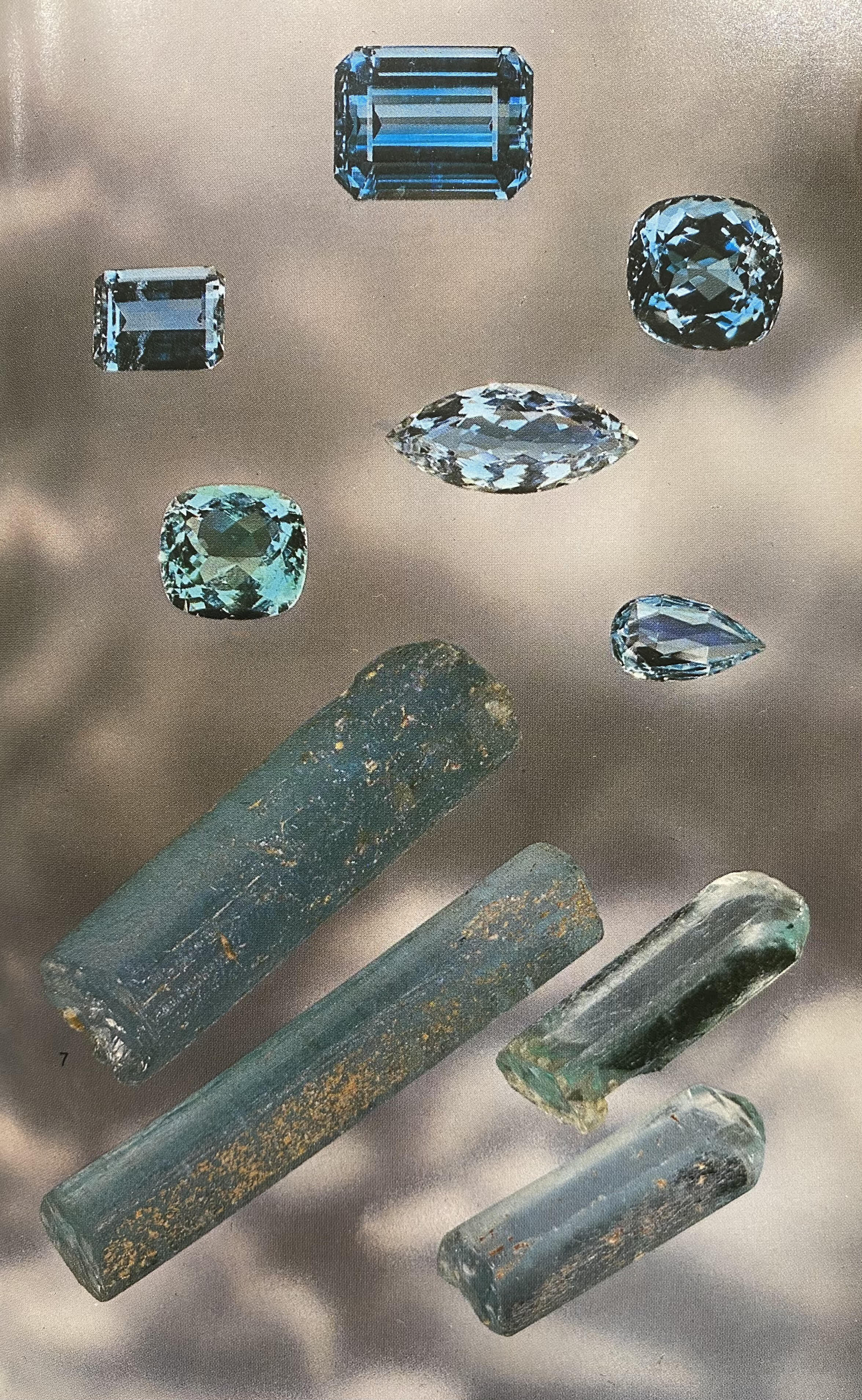 image of aquamarine cut and rough