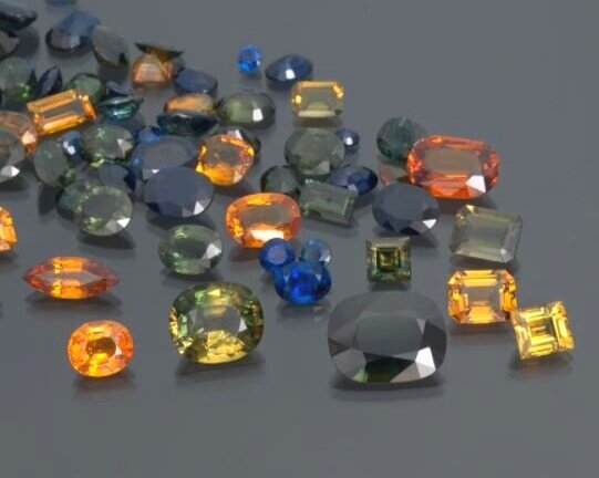 Basaltic blue, green and yellow sapphires