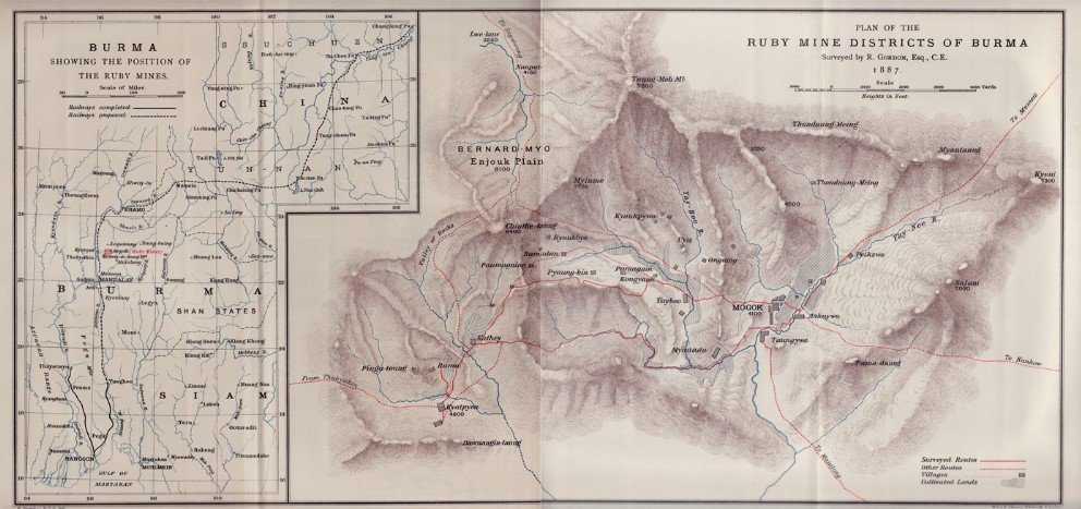 Map of Mogok ruby mining region