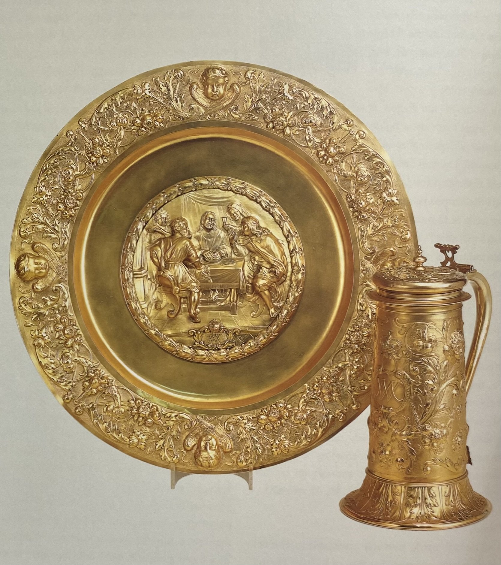Altar dish with the Supper at Emmaus and the William and Mary flagon