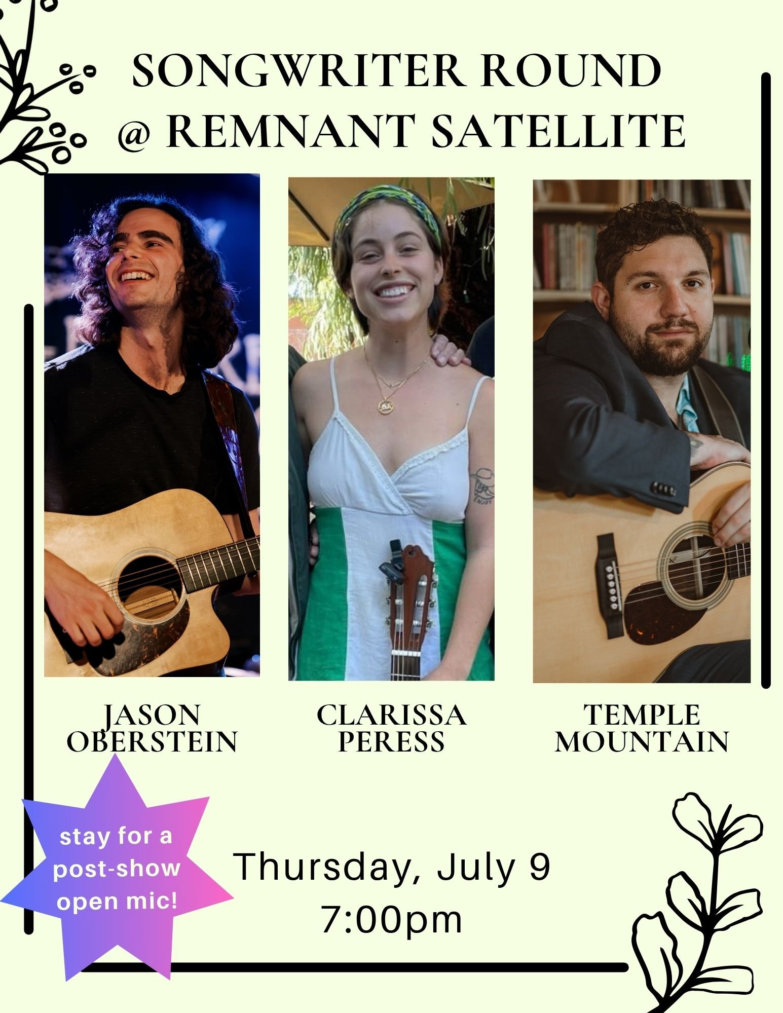 Songwriter in the Round, Hosted by Jason Oberstein
