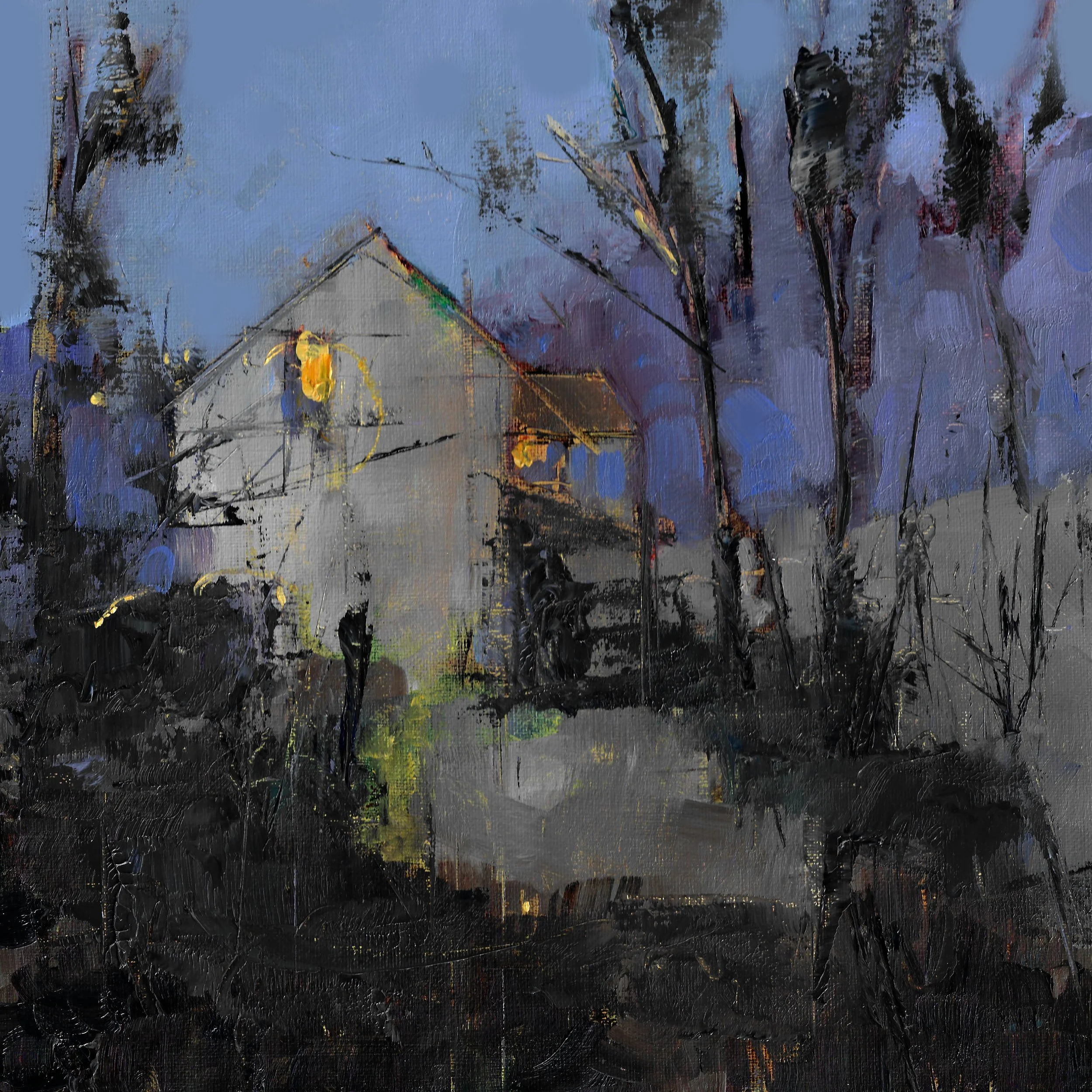 "Twilight" 12x12, oil, Valley Forge Park