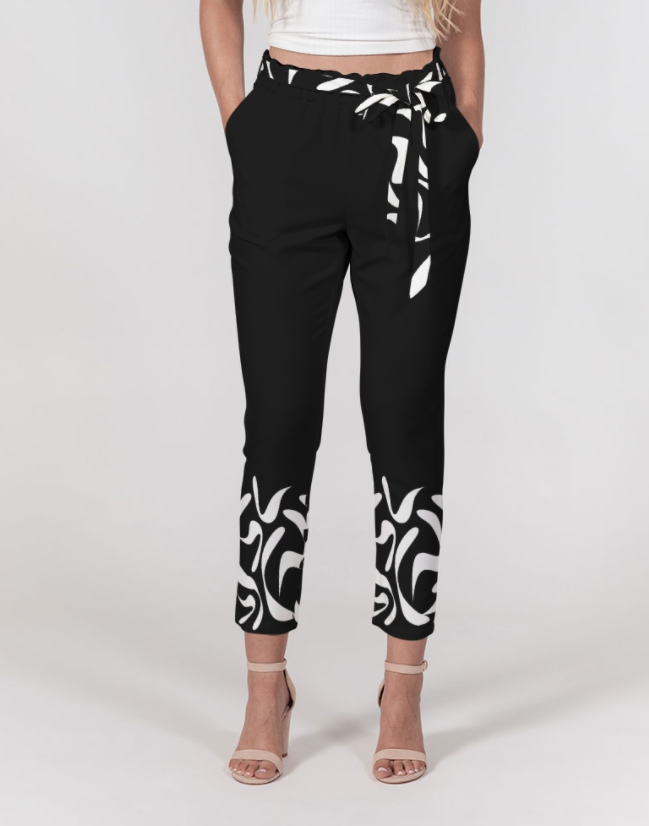 The Black & White Collection Arline Women's Belted Tapered Pants