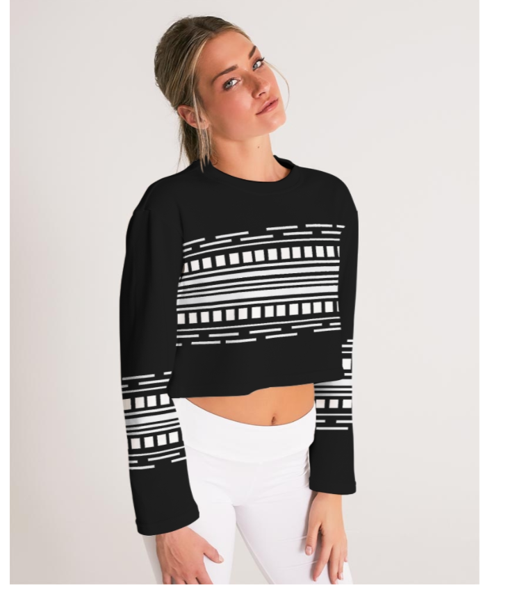 The Black And White  Aubergine Women's Cropped Sweatshirt